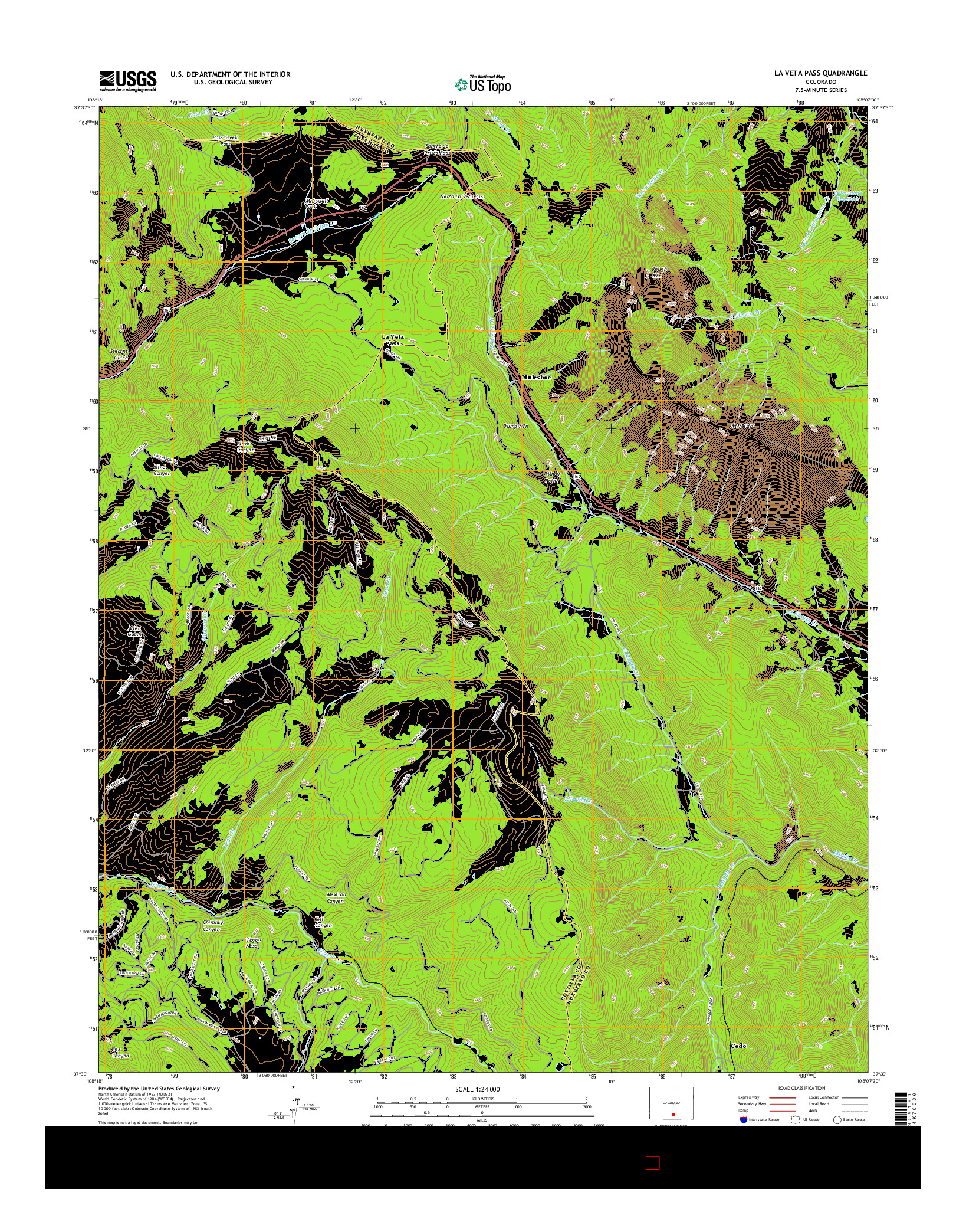 USGS US TOPO 7.5-MINUTE MAP FOR LA VETA PASS, CO 2016