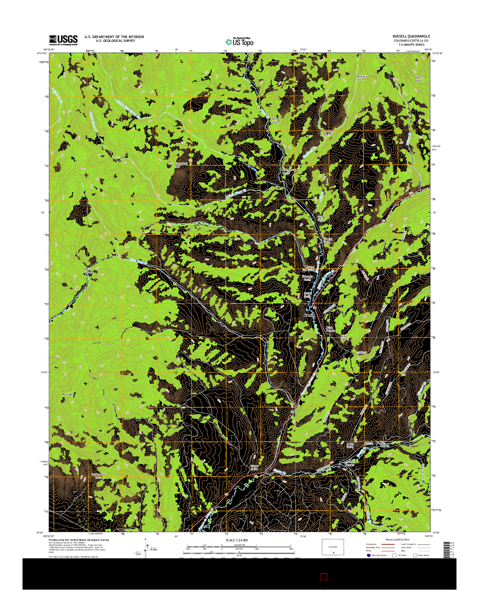 USGS US TOPO 7.5-MINUTE MAP FOR RUSSELL, CO 2016