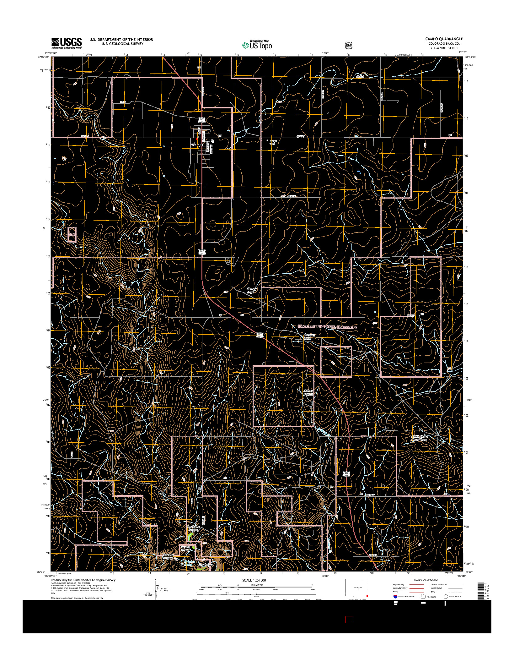 USGS US TOPO 7.5-MINUTE MAP FOR CAMPO, CO 2016