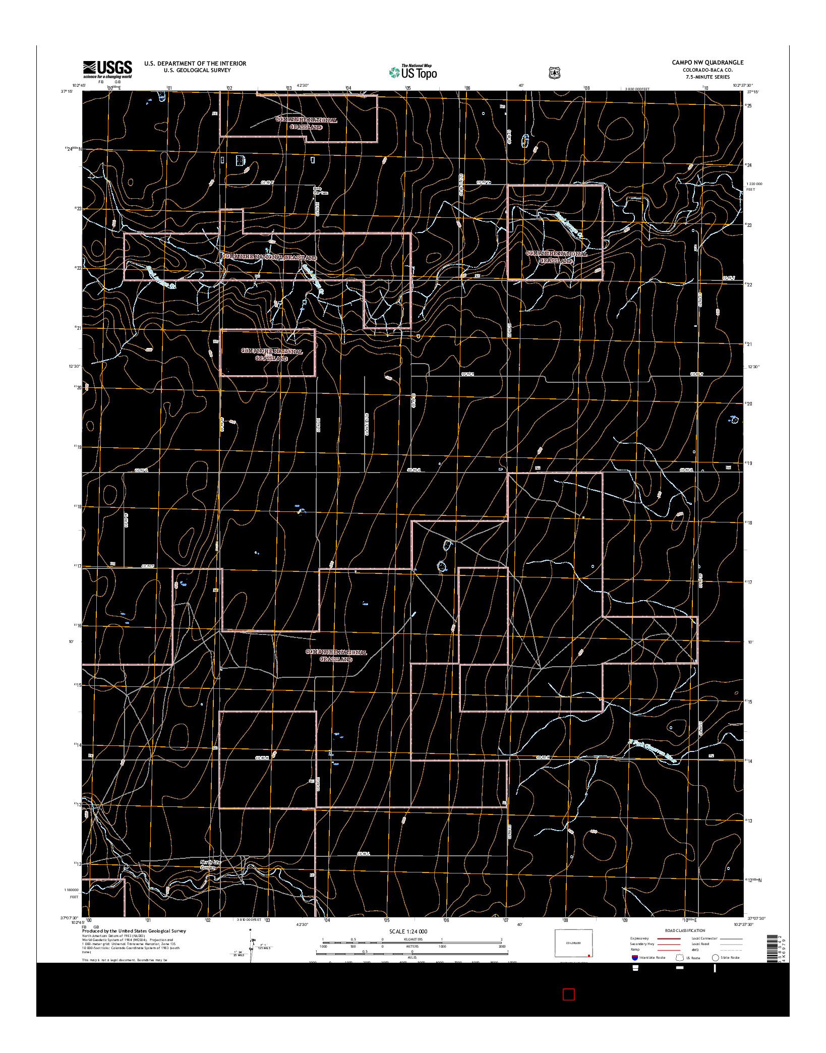 USGS US TOPO 7.5-MINUTE MAP FOR CAMPO NW, CO 2016