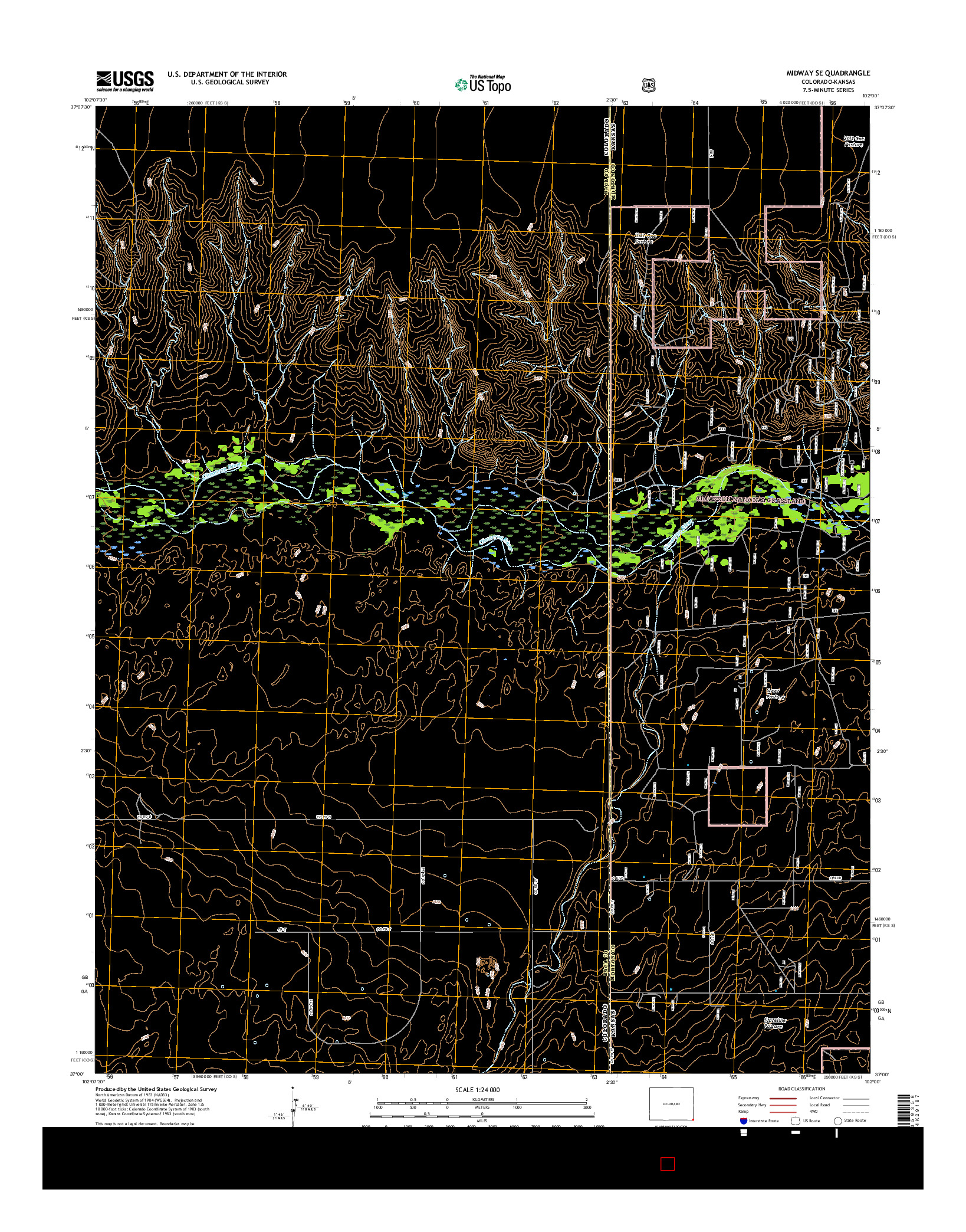 USGS US TOPO 7.5-MINUTE MAP FOR MIDWAY SE, CO-KS 2016
