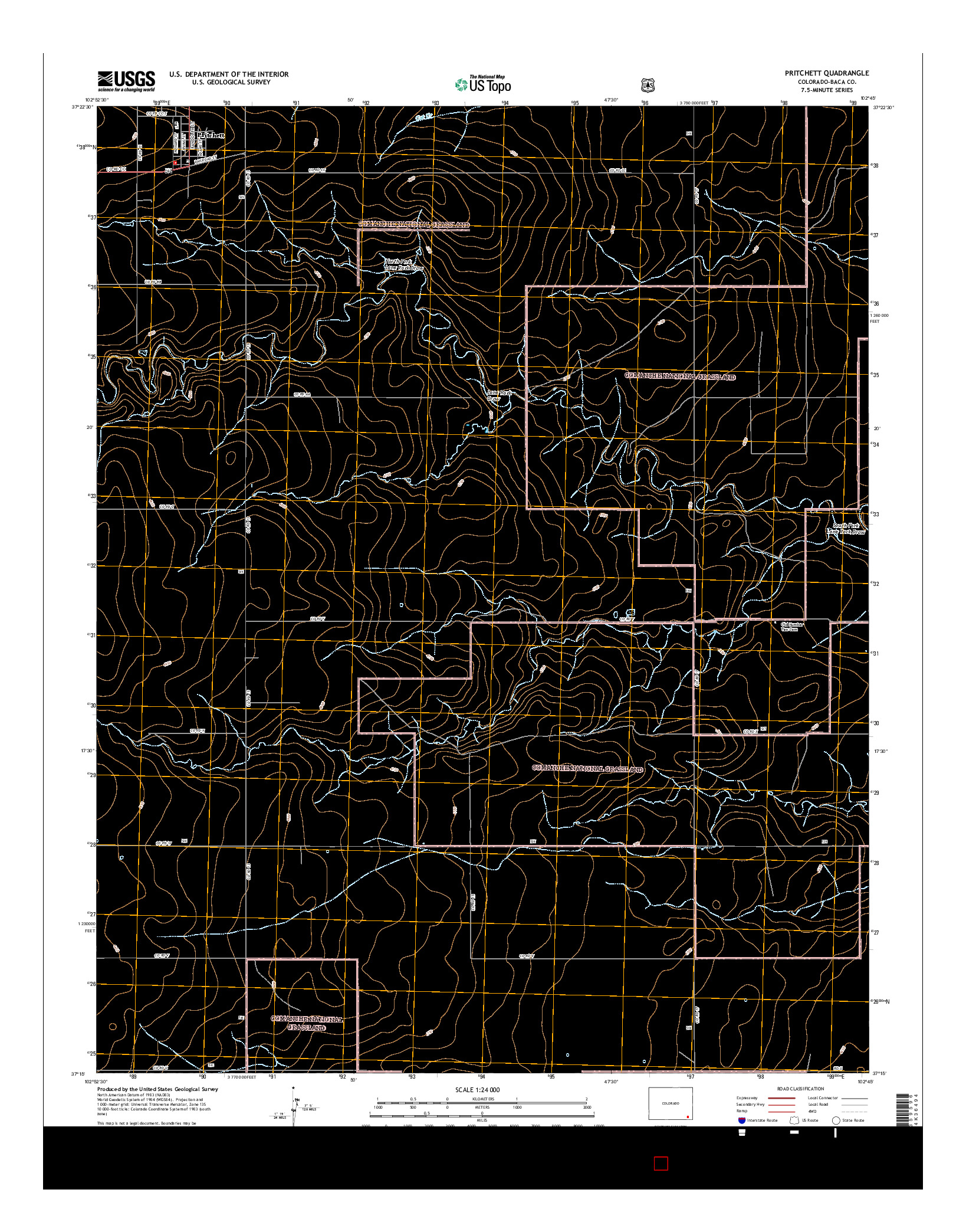 USGS US TOPO 7.5-MINUTE MAP FOR PRITCHETT, CO 2016