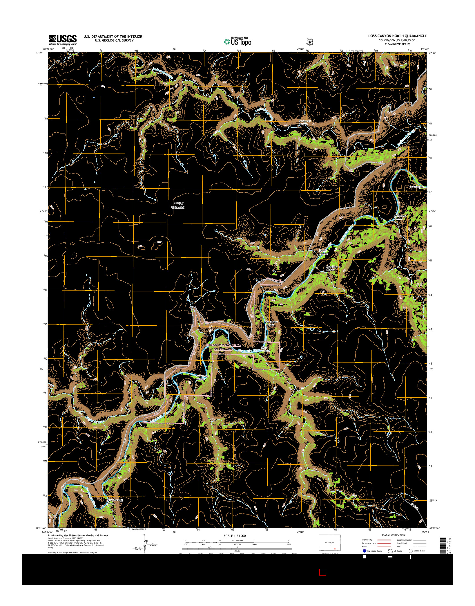 USGS US TOPO 7.5-MINUTE MAP FOR DOSS CANYON NORTH, CO 2016