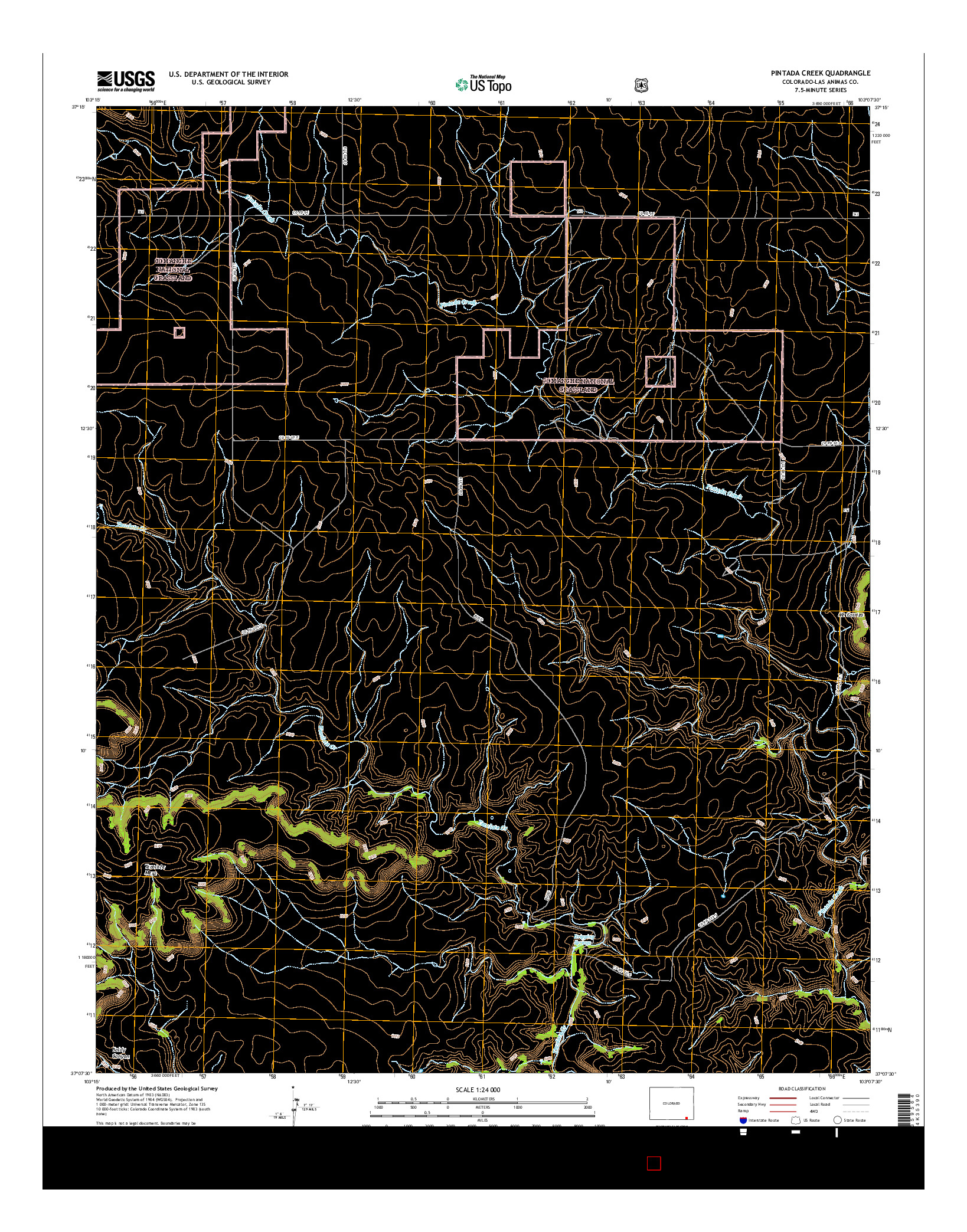 USGS US TOPO 7.5-MINUTE MAP FOR PINTADA CREEK, CO 2016