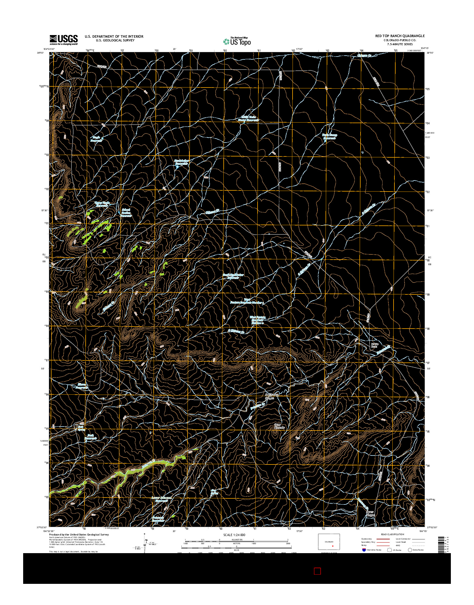 USGS US TOPO 7.5-MINUTE MAP FOR RED TOP RANCH, CO 2016