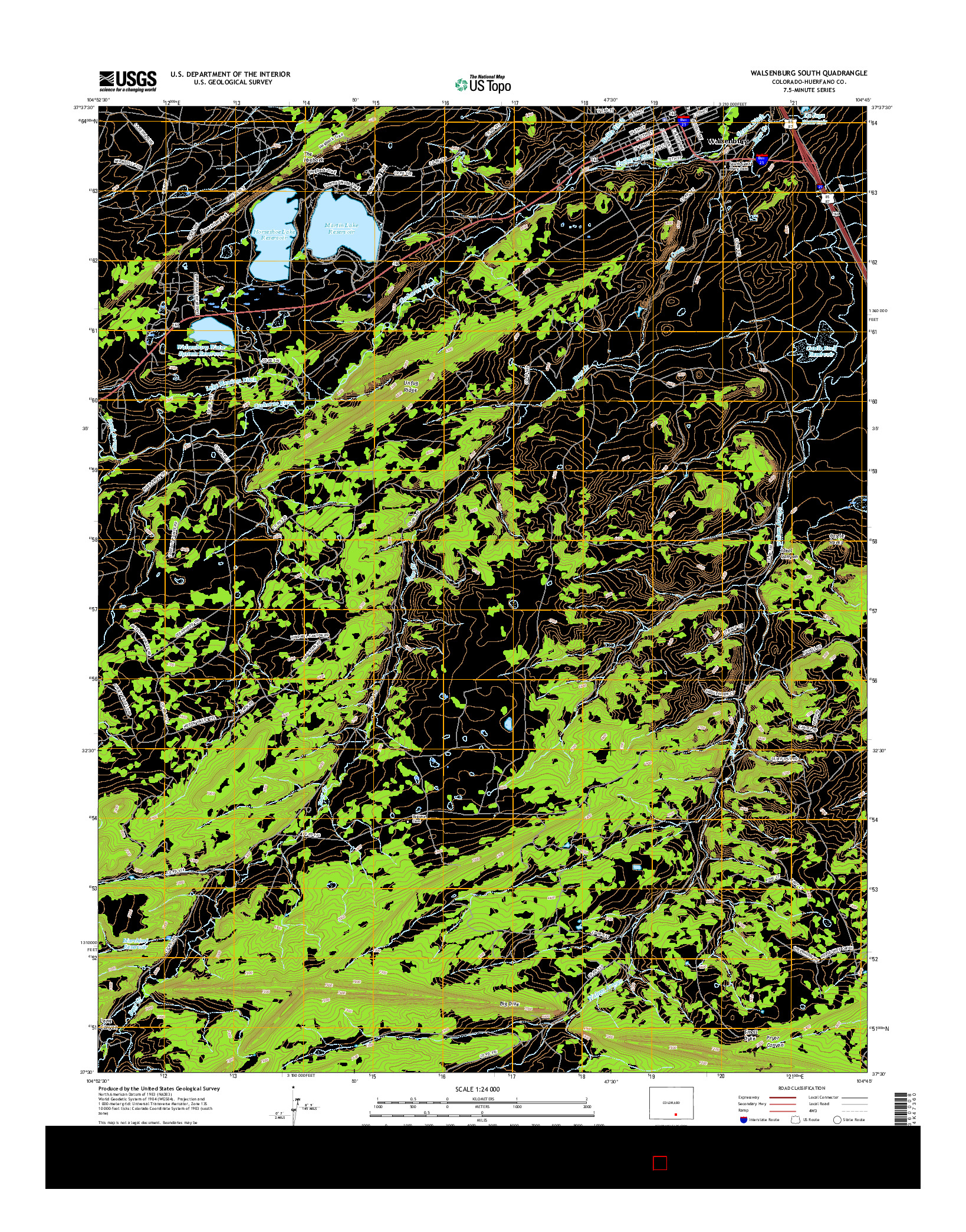 USGS US TOPO 7.5-MINUTE MAP FOR WALSENBURG SOUTH, CO 2016