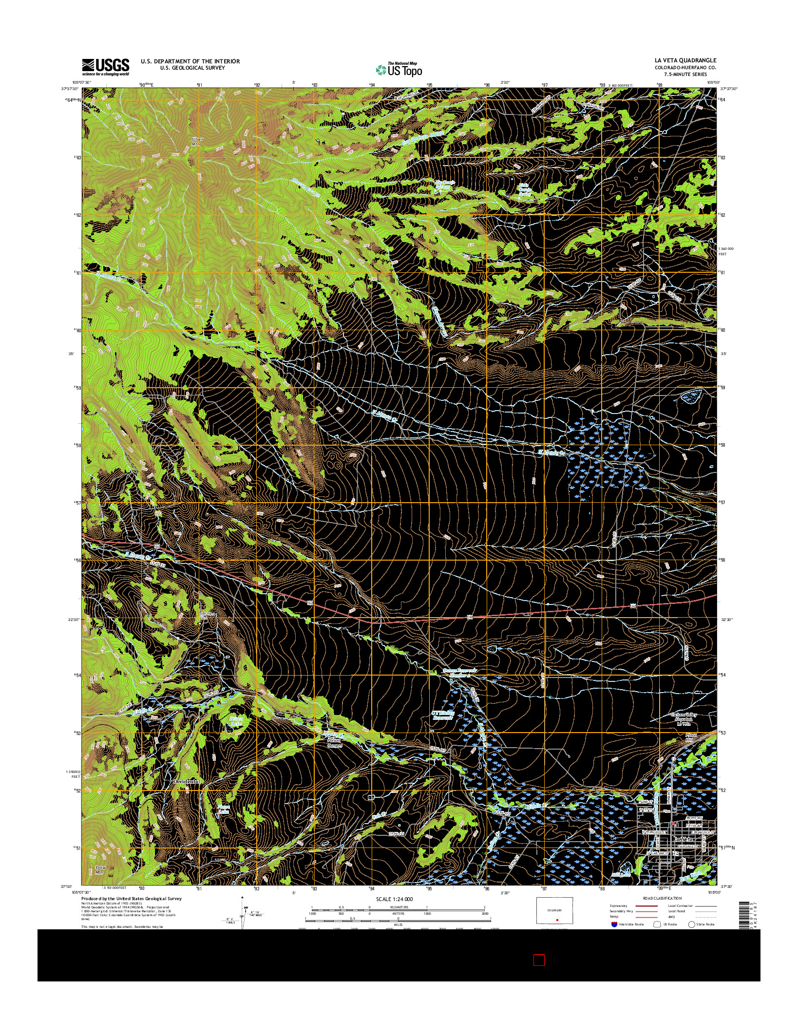 USGS US TOPO 7.5-MINUTE MAP FOR LA VETA, CO 2016