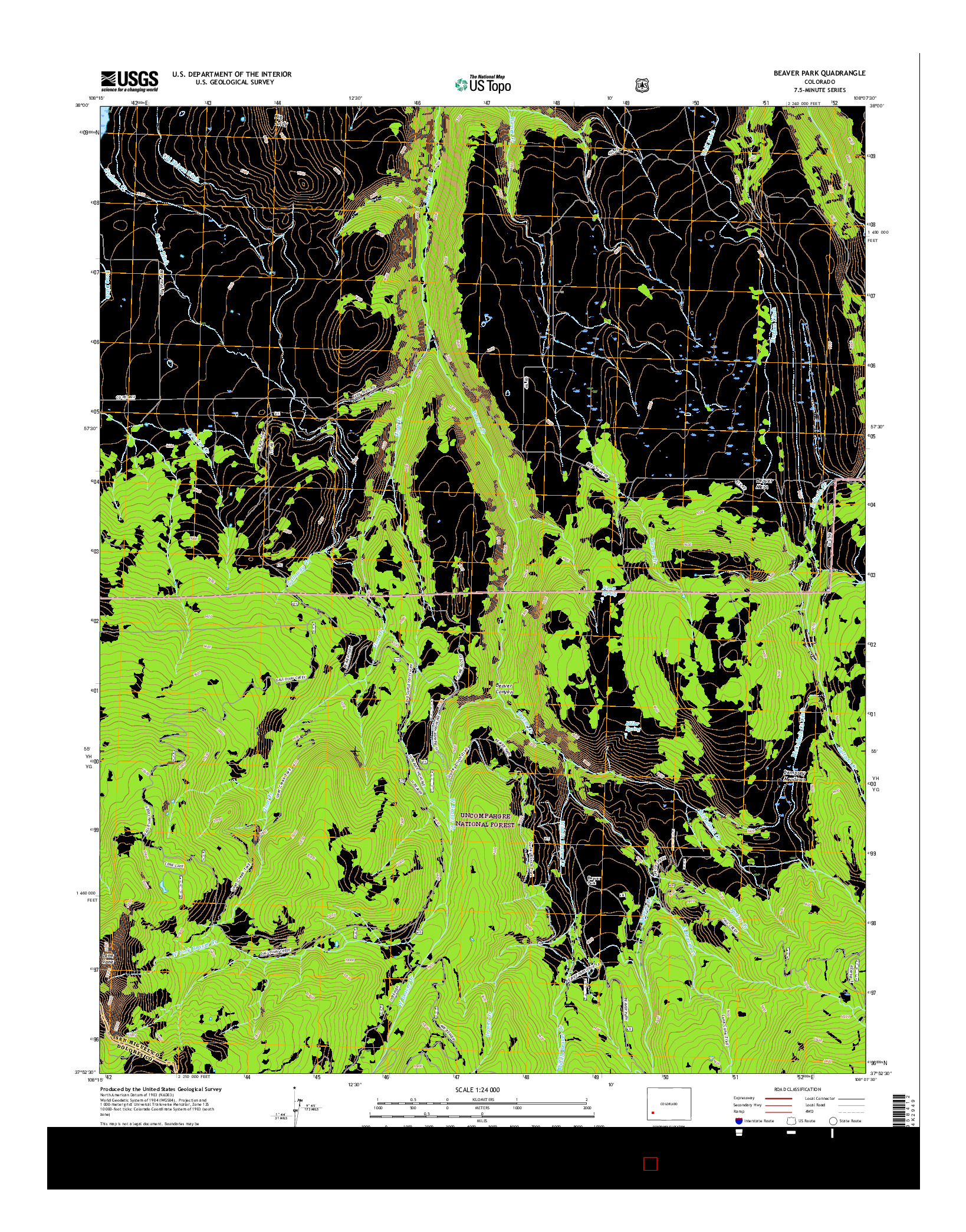 USGS US TOPO 7.5-MINUTE MAP FOR BEAVER PARK, CO 2016