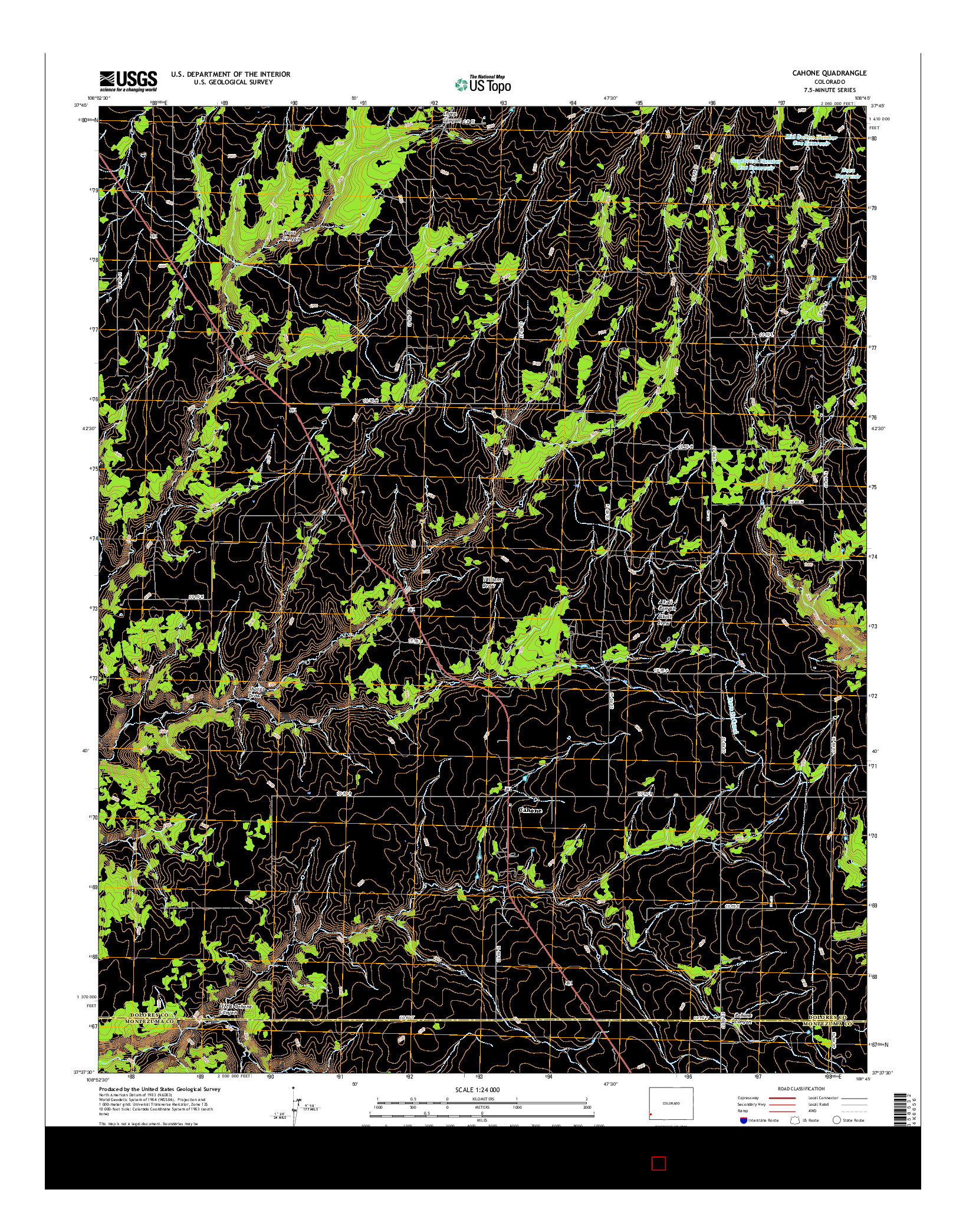 USGS US TOPO 7.5-MINUTE MAP FOR CAHONE, CO 2016