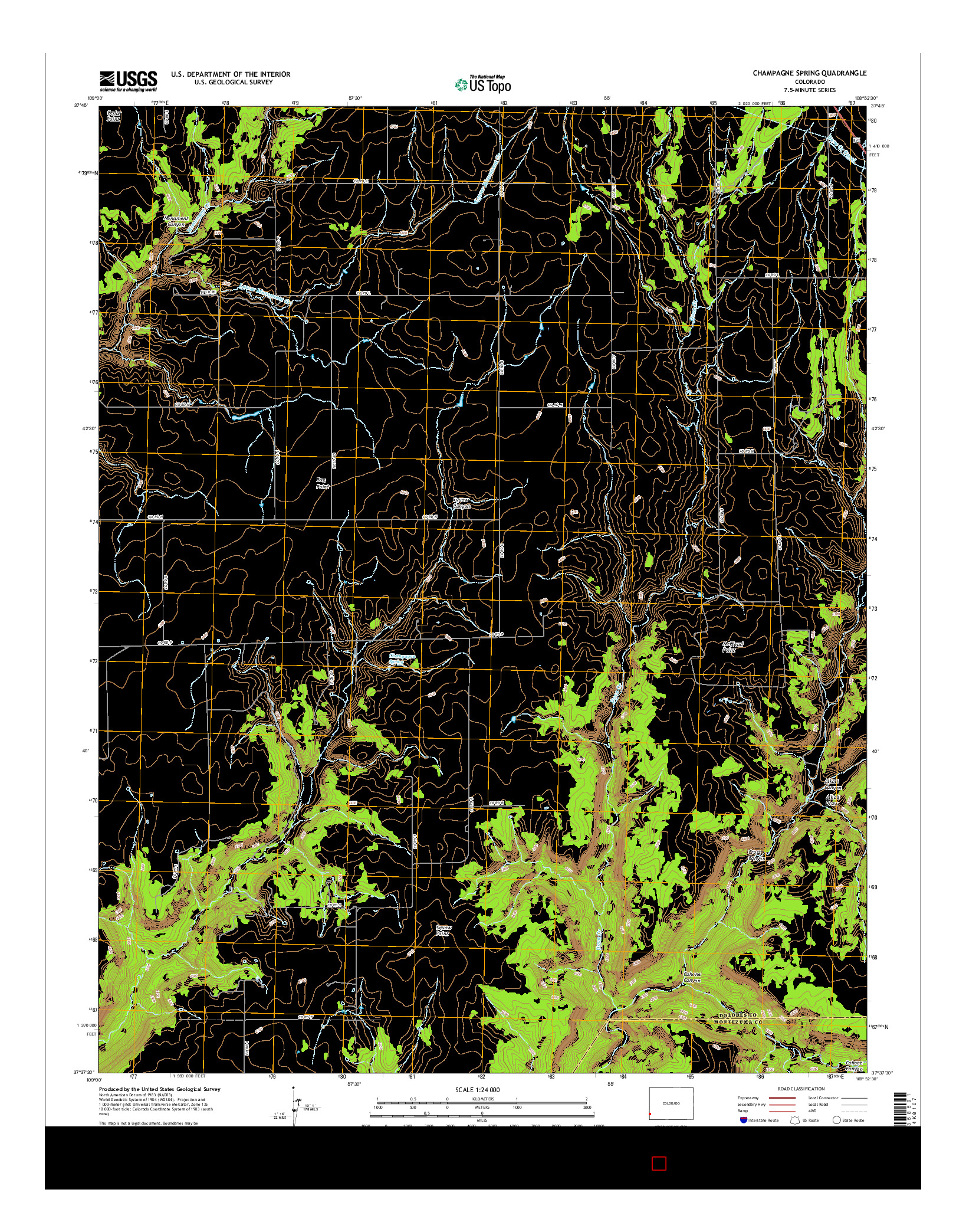 USGS US TOPO 7.5-MINUTE MAP FOR CHAMPAGNE SPRING, CO 2016