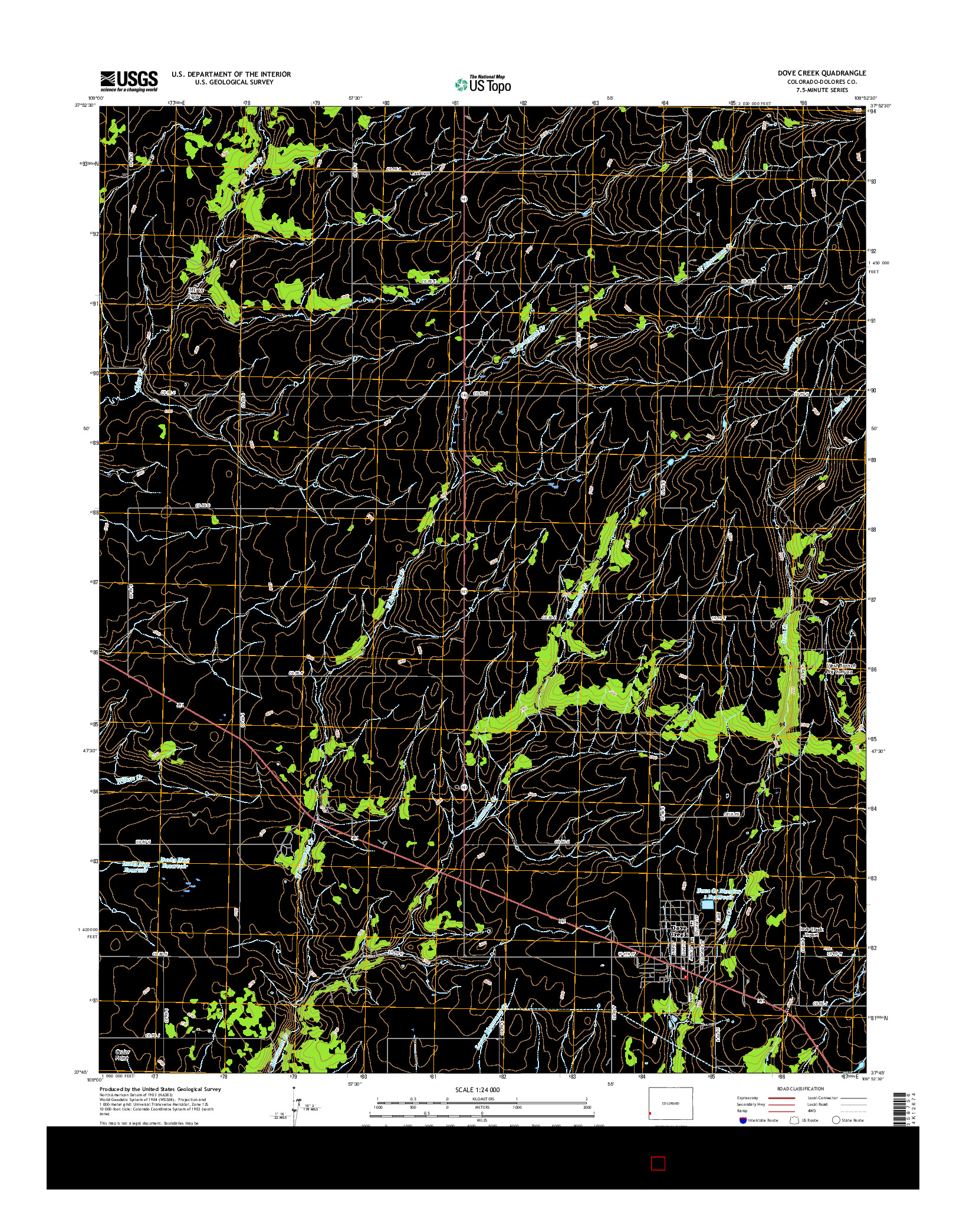 USGS US TOPO 7.5-MINUTE MAP FOR DOVE CREEK, CO 2016