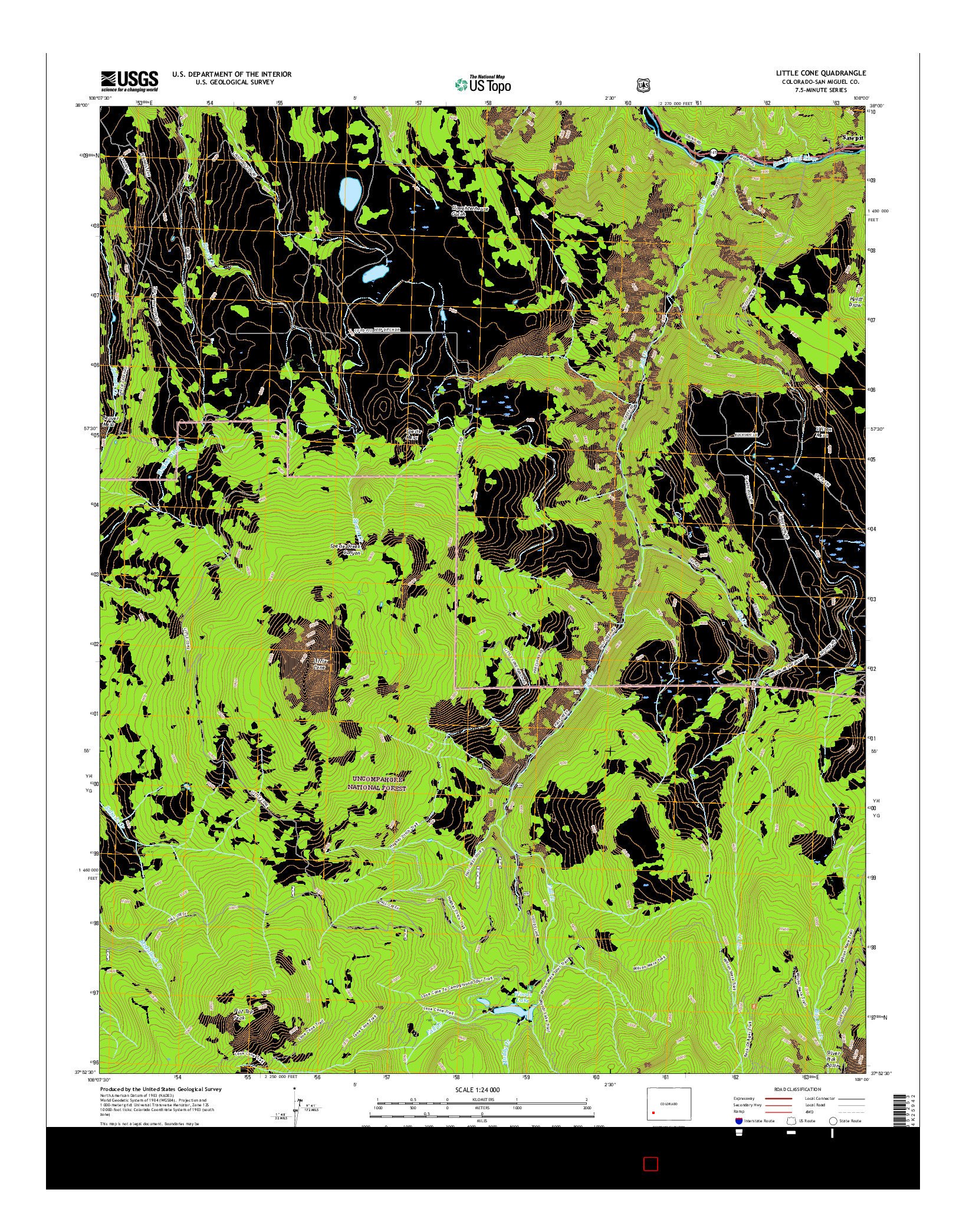 USGS US TOPO 7.5-MINUTE MAP FOR LITTLE CONE, CO 2016