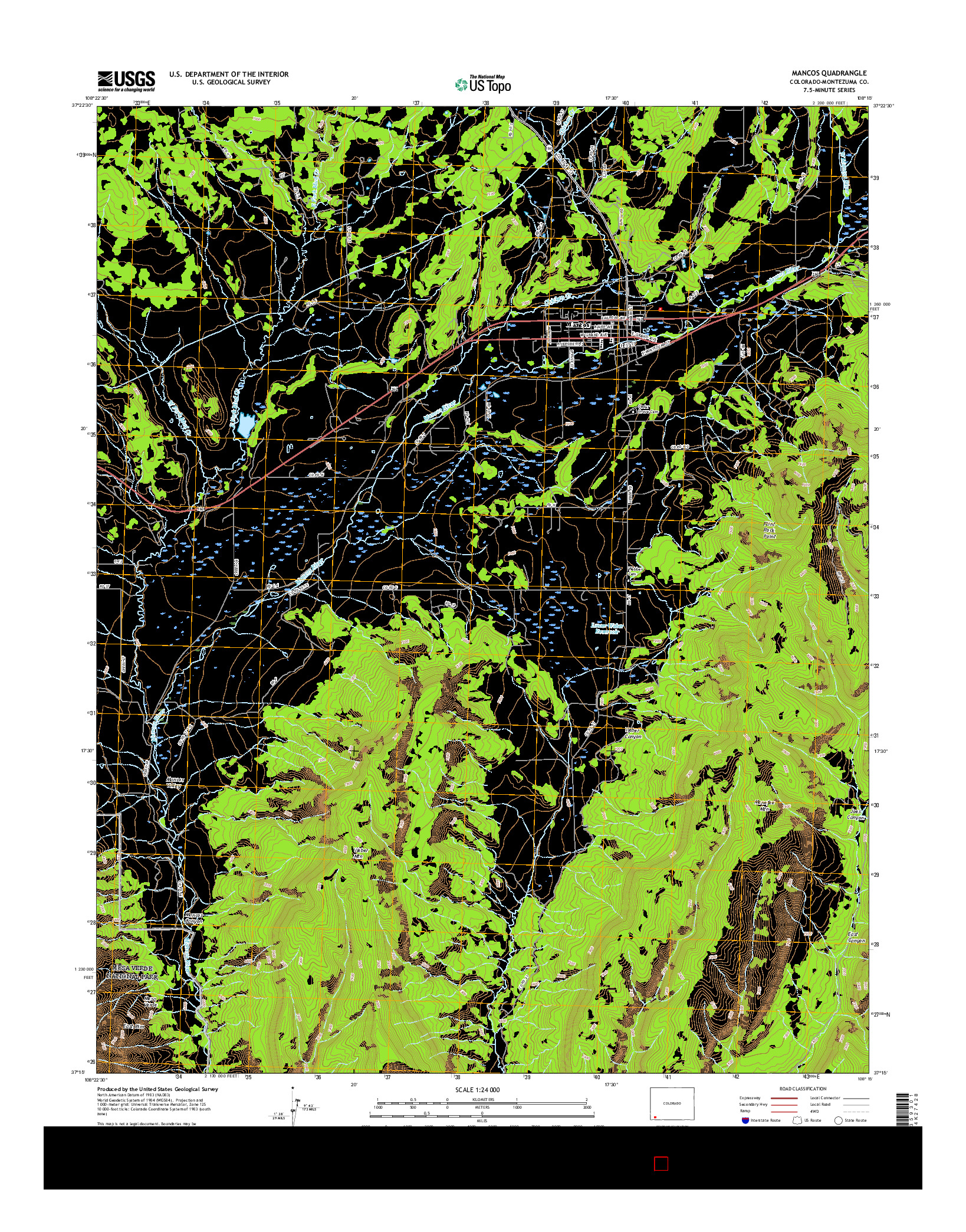 USGS US TOPO 7.5-MINUTE MAP FOR MANCOS, CO 2016