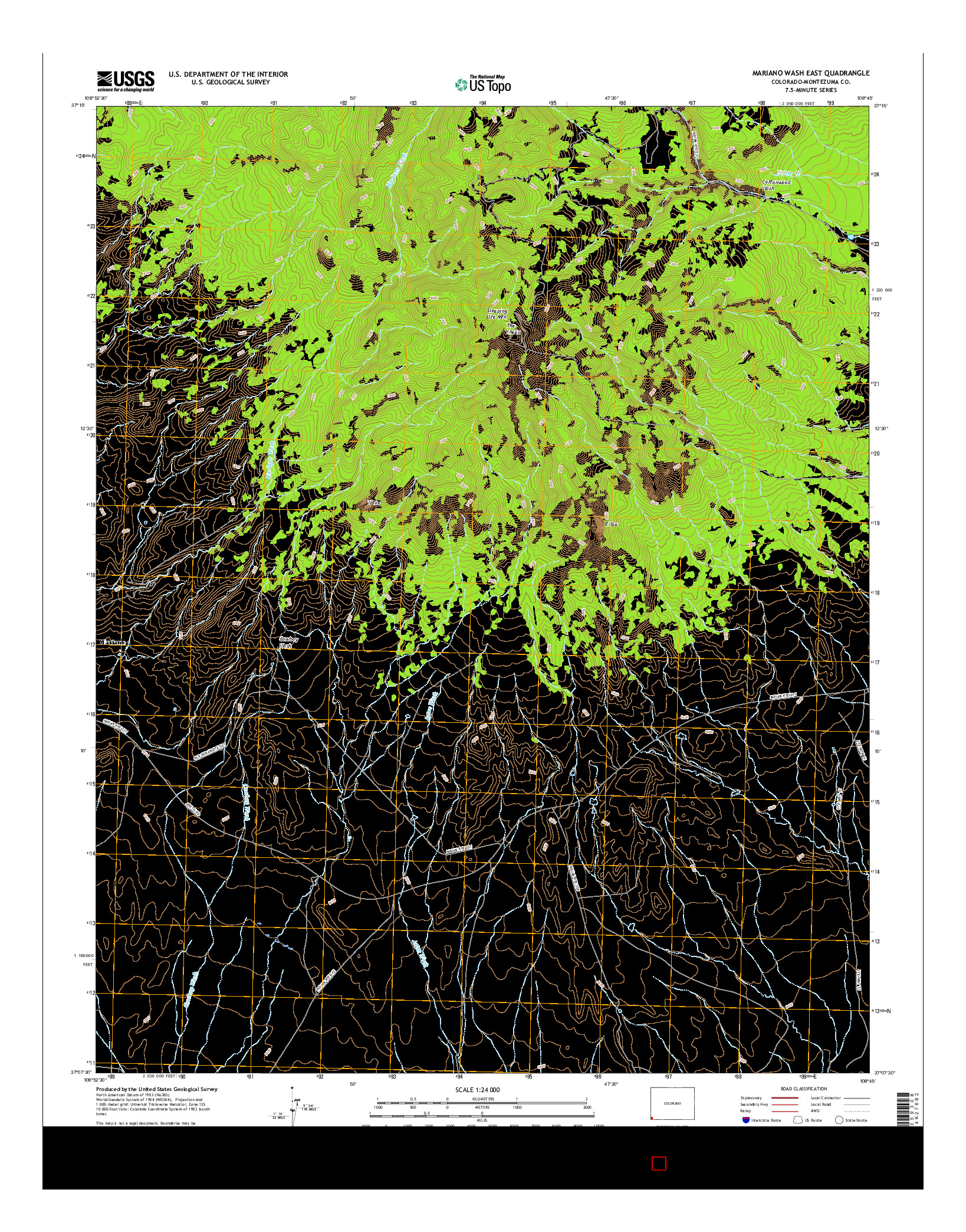 USGS US TOPO 7.5-MINUTE MAP FOR MARIANO WASH EAST, CO 2016