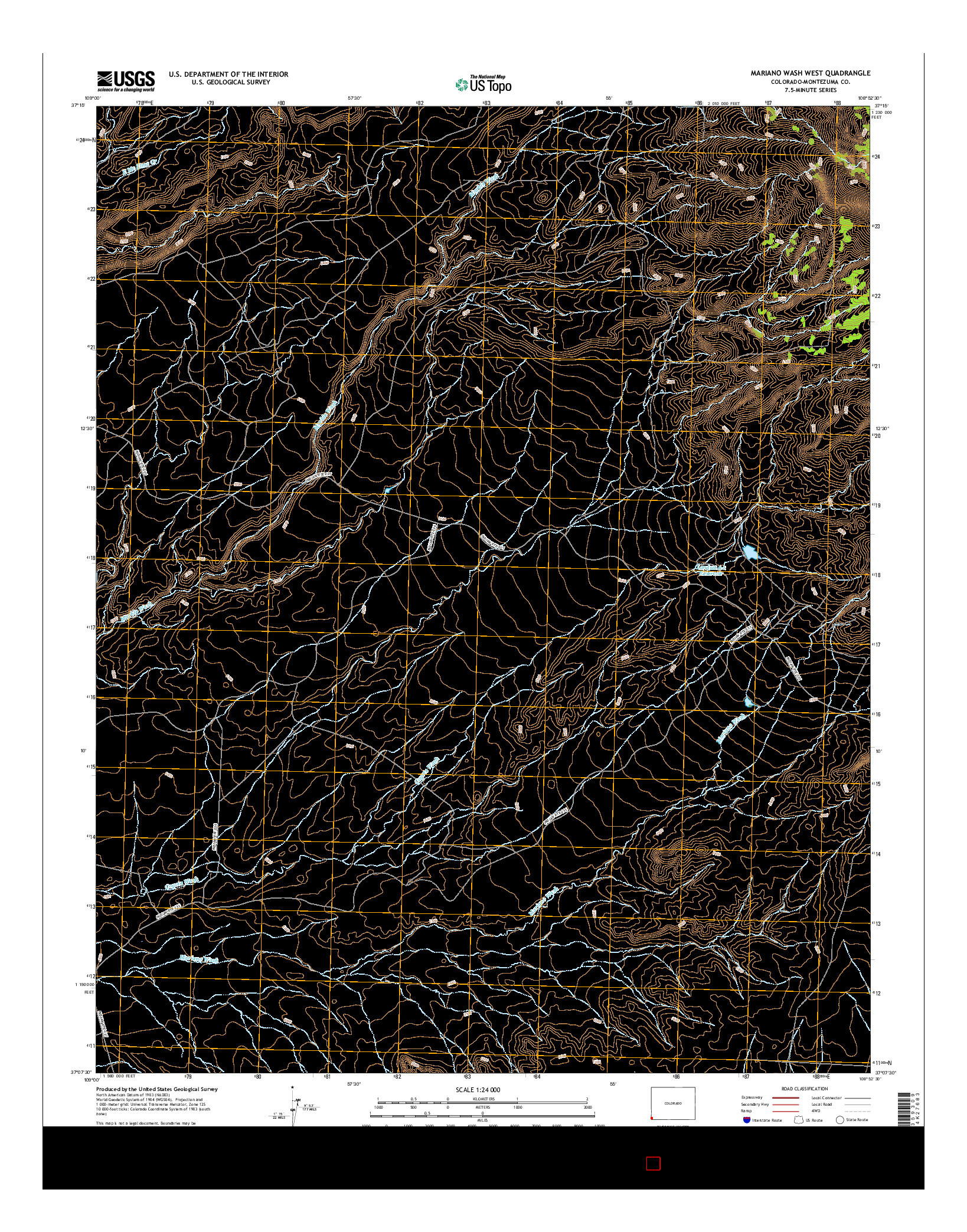 USGS US TOPO 7.5-MINUTE MAP FOR MARIANO WASH WEST, CO 2016