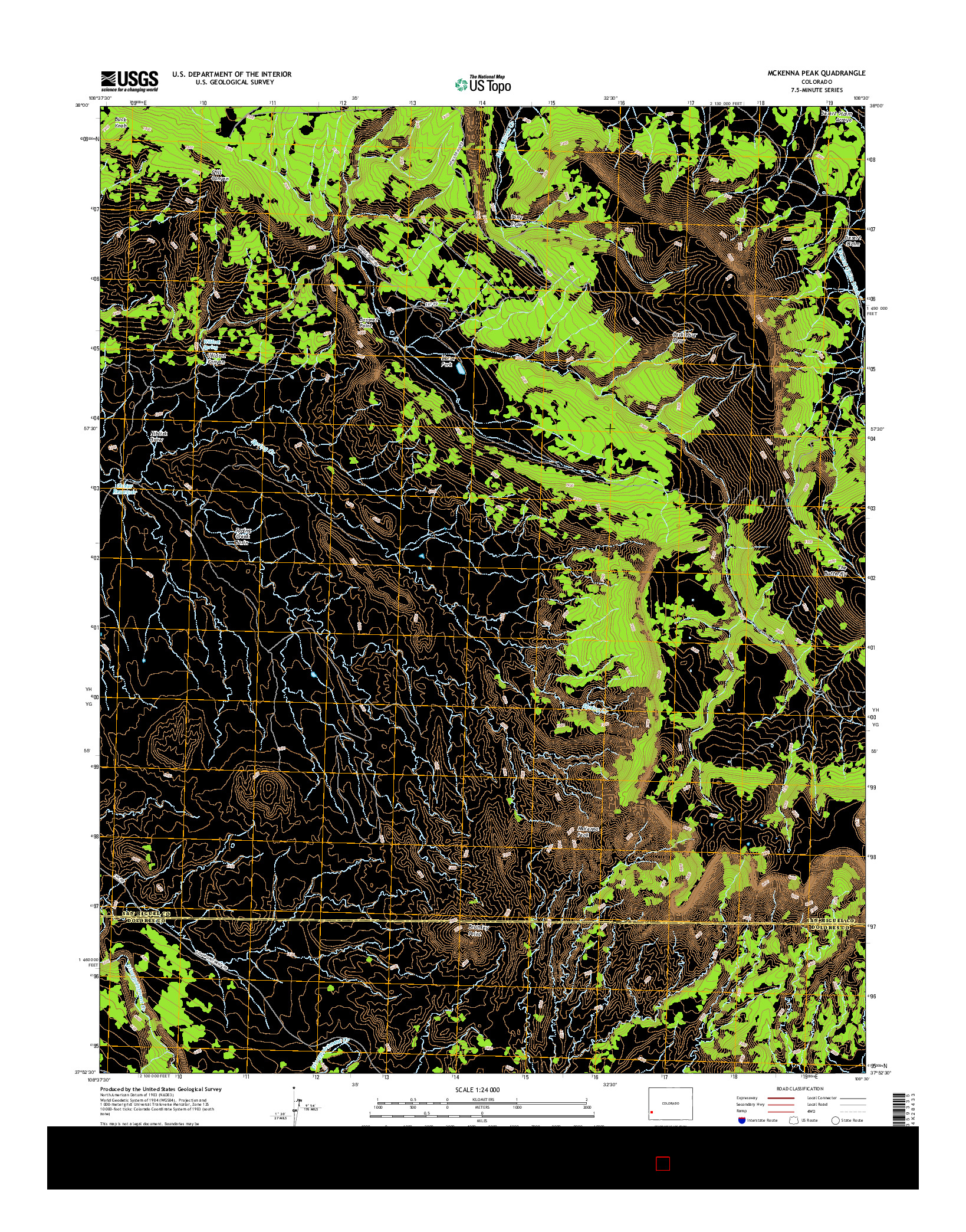 USGS US TOPO 7.5-MINUTE MAP FOR MCKENNA PEAK, CO 2016