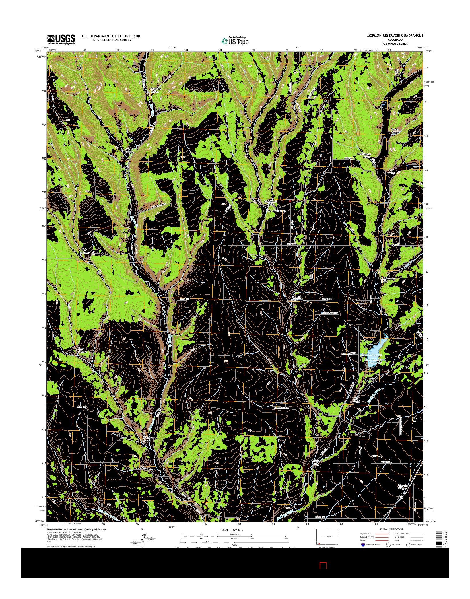 USGS US TOPO 7.5-MINUTE MAP FOR MORMON RESERVOIR, CO 2016