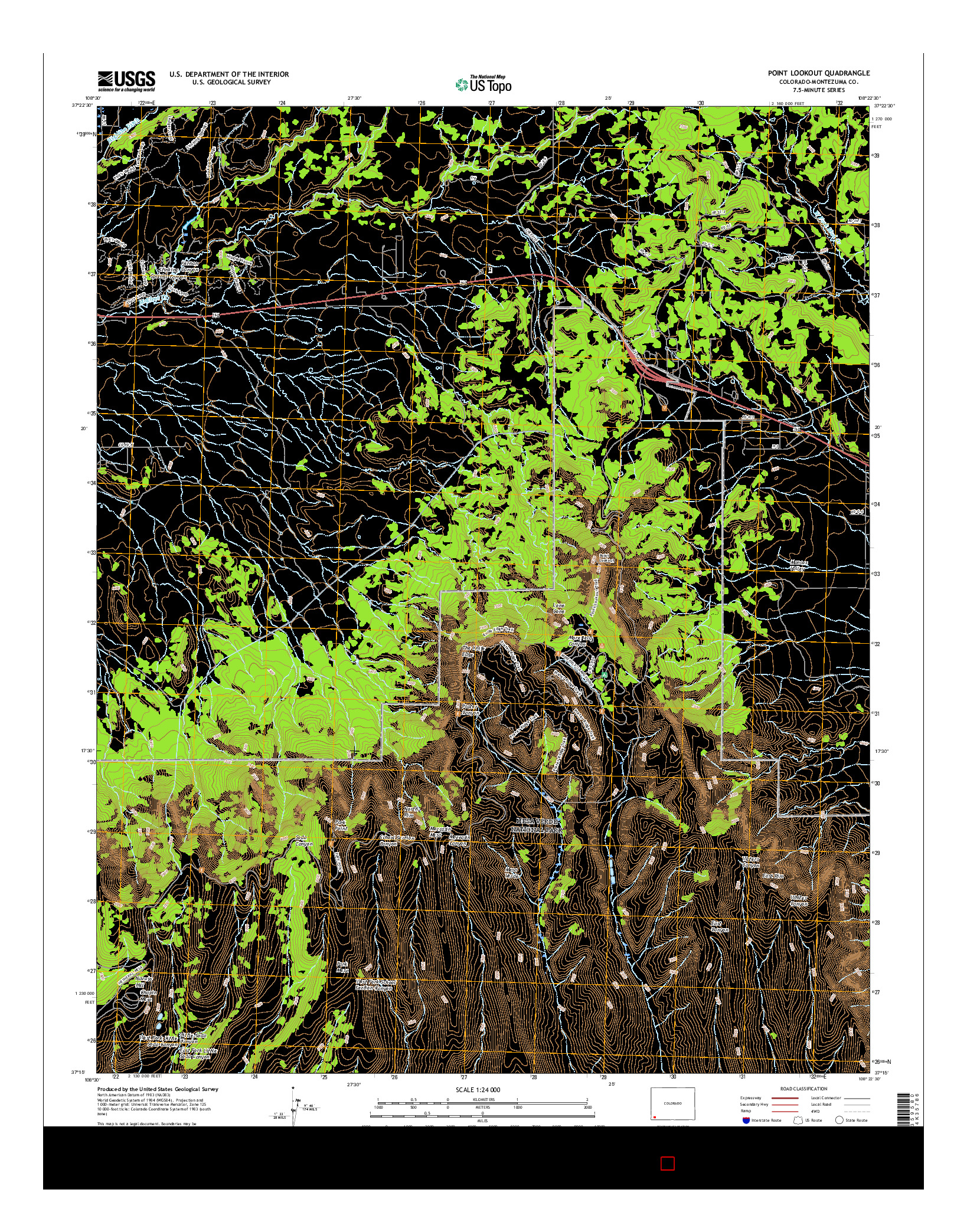 USGS US TOPO 7.5-MINUTE MAP FOR POINT LOOKOUT, CO 2016