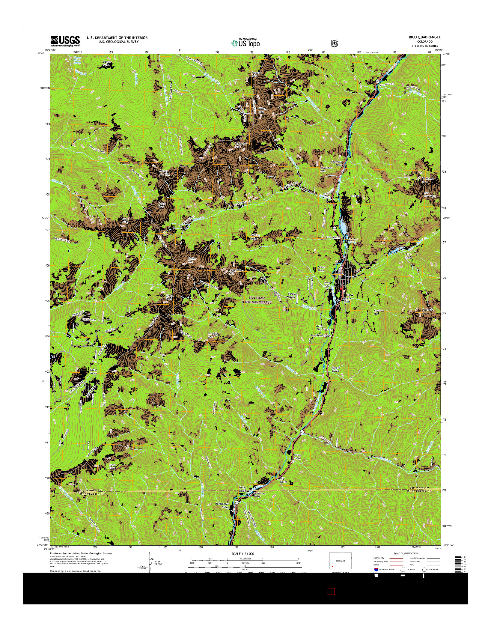 USGS US TOPO 7.5-MINUTE MAP FOR RICO, CO 2016