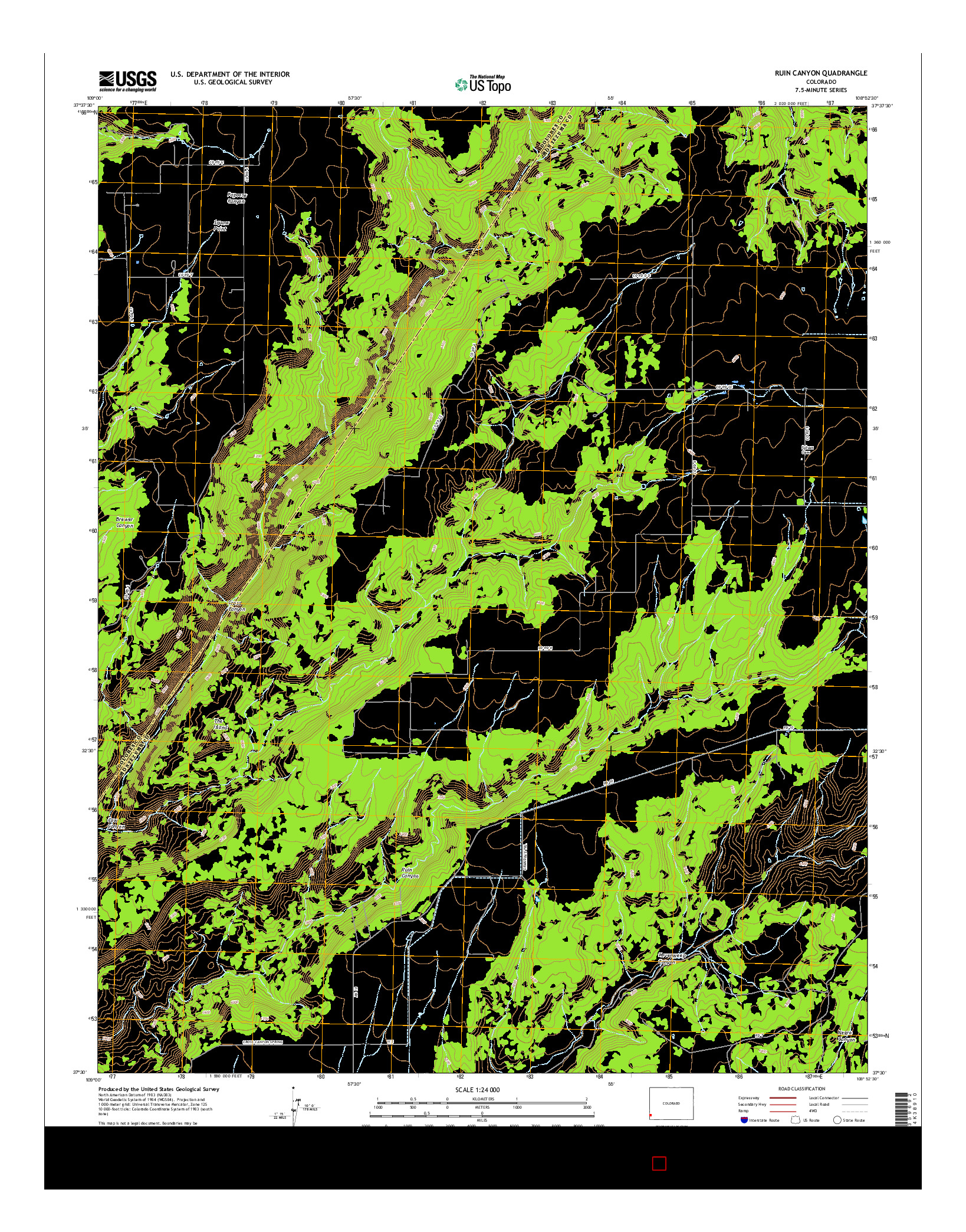 USGS US TOPO 7.5-MINUTE MAP FOR RUIN CANYON, CO 2016