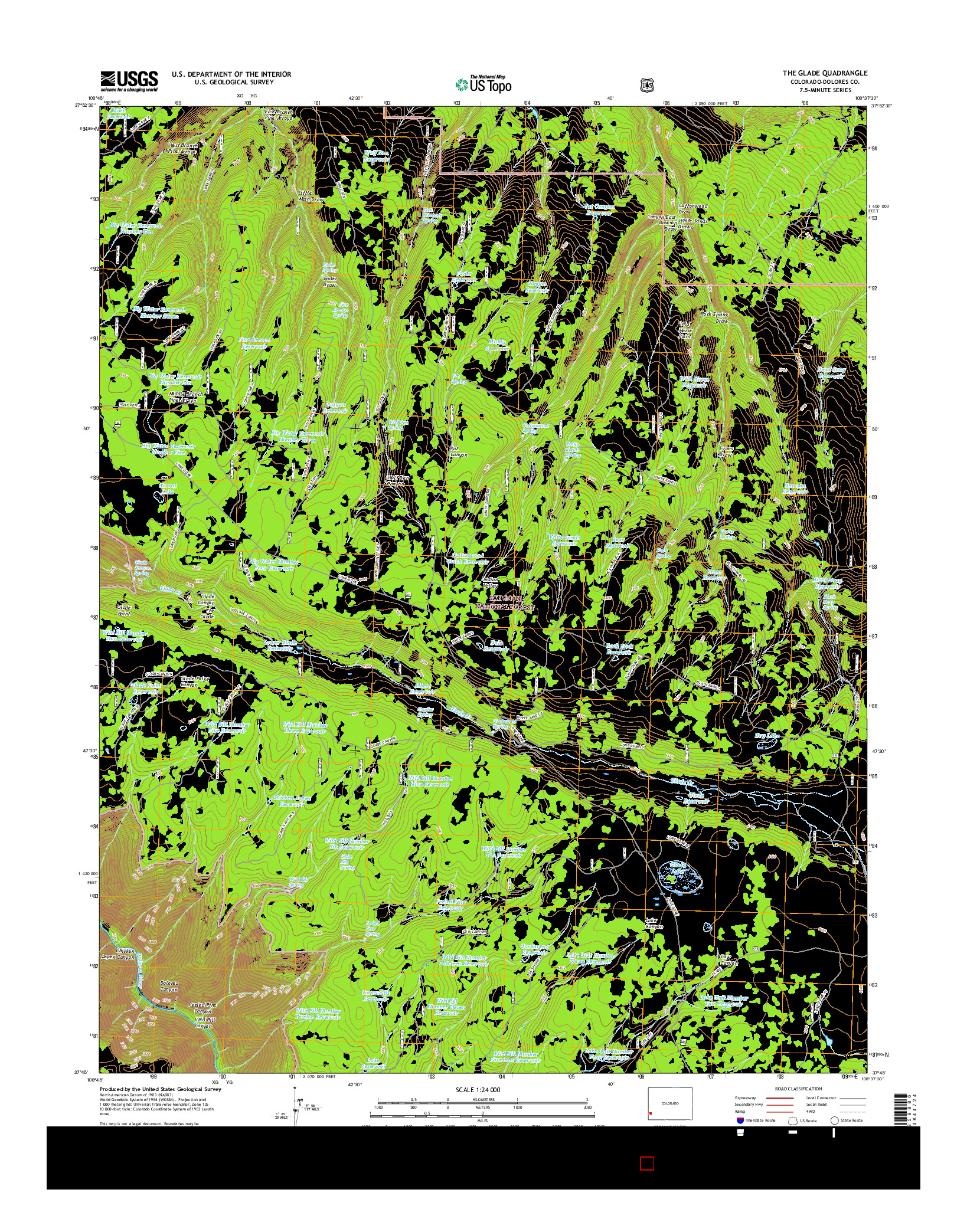 USGS US TOPO 7.5-MINUTE MAP FOR THE GLADE, CO 2016