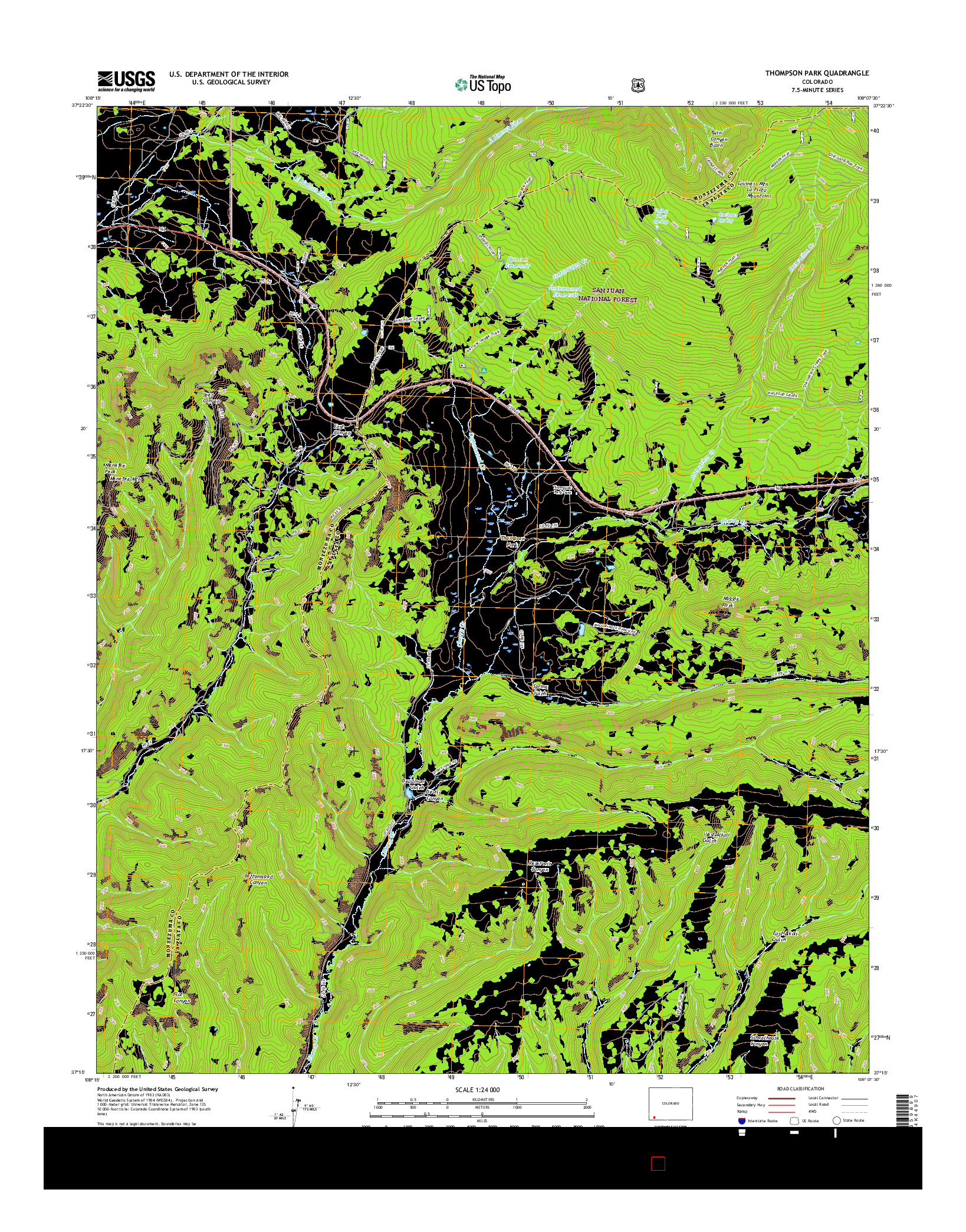 USGS US TOPO 7.5-MINUTE MAP FOR THOMPSON PARK, CO 2016