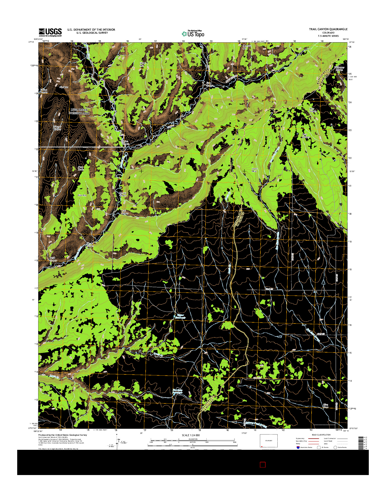 USGS US TOPO 7.5-MINUTE MAP FOR TRAIL CANYON, CO 2016