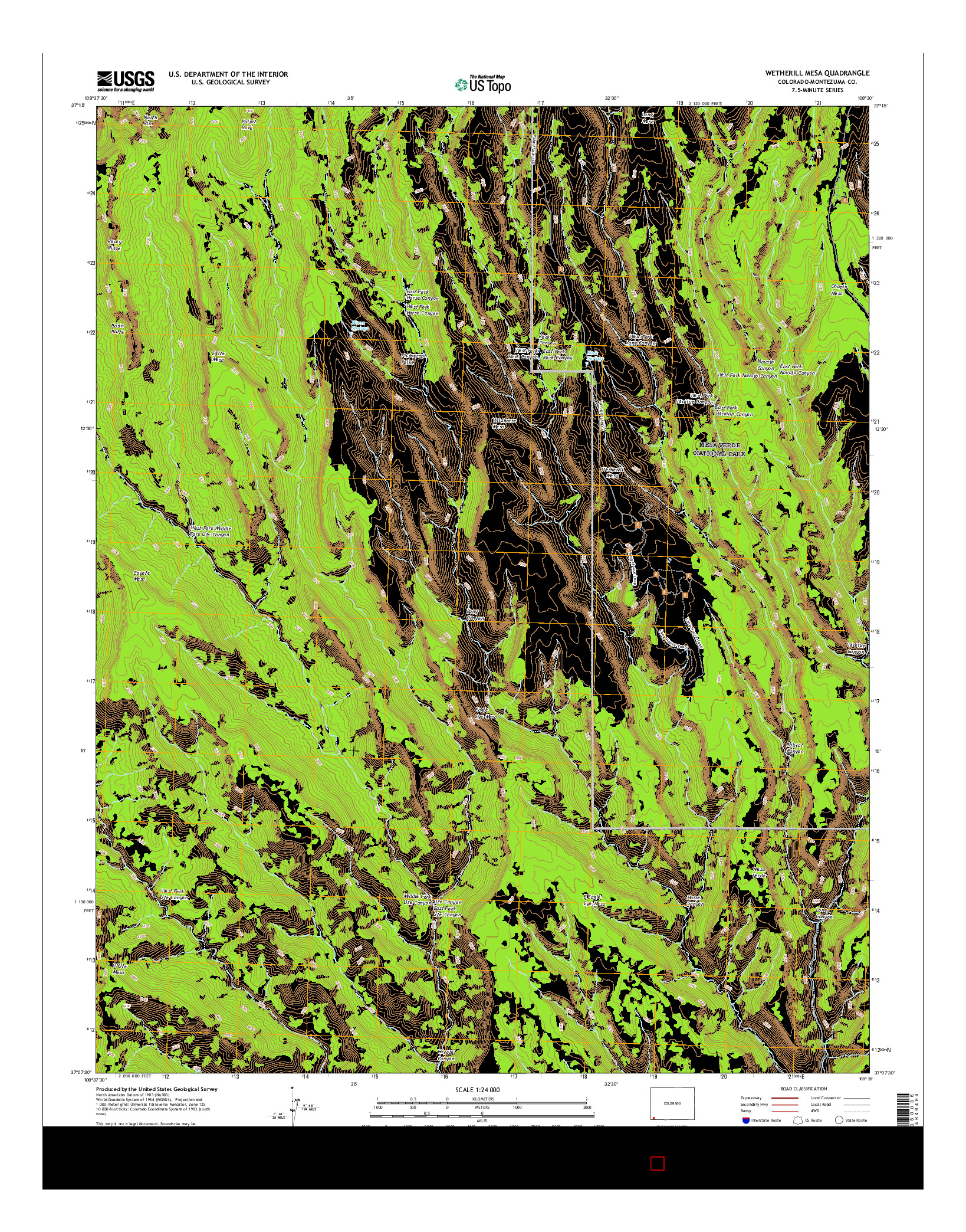 USGS US TOPO 7.5-MINUTE MAP FOR WETHERILL MESA, CO 2016