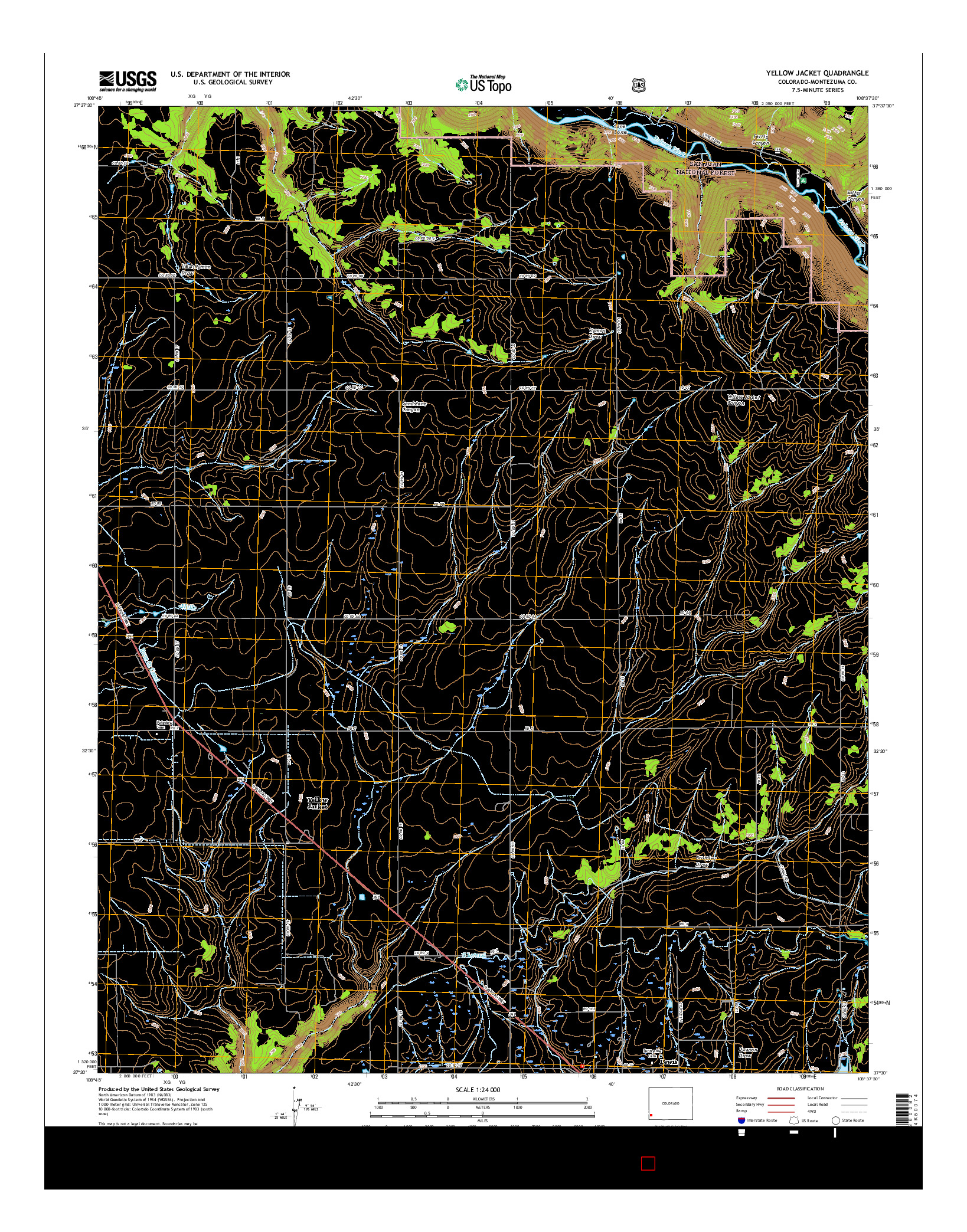 USGS US TOPO 7.5-MINUTE MAP FOR YELLOW JACKET, CO 2016