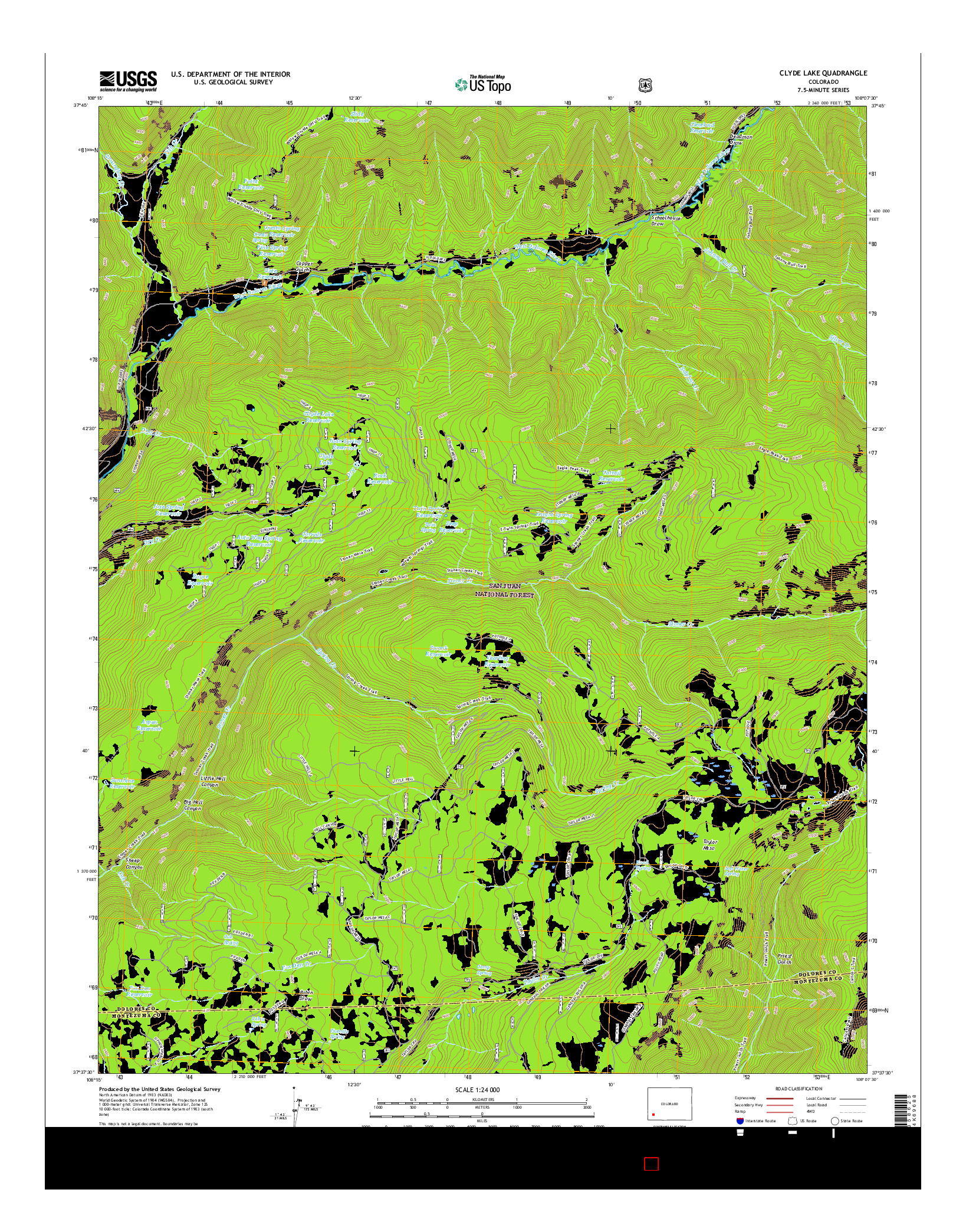 USGS US TOPO 7.5-MINUTE MAP FOR CLYDE LAKE, CO 2016