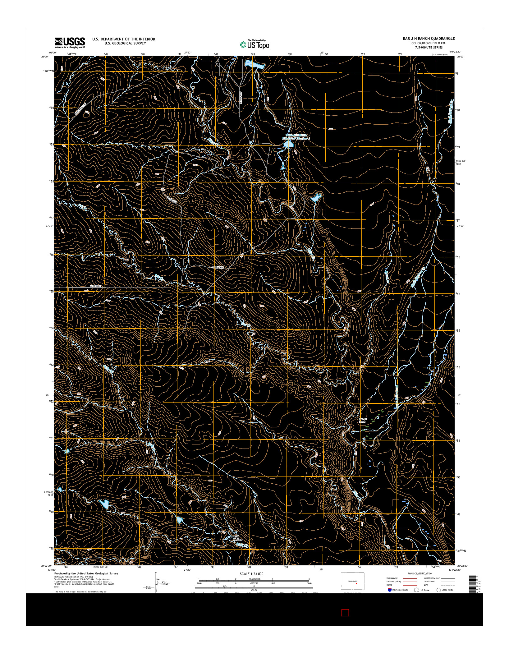 USGS US TOPO 7.5-MINUTE MAP FOR BAR J H RANCH, CO 2016