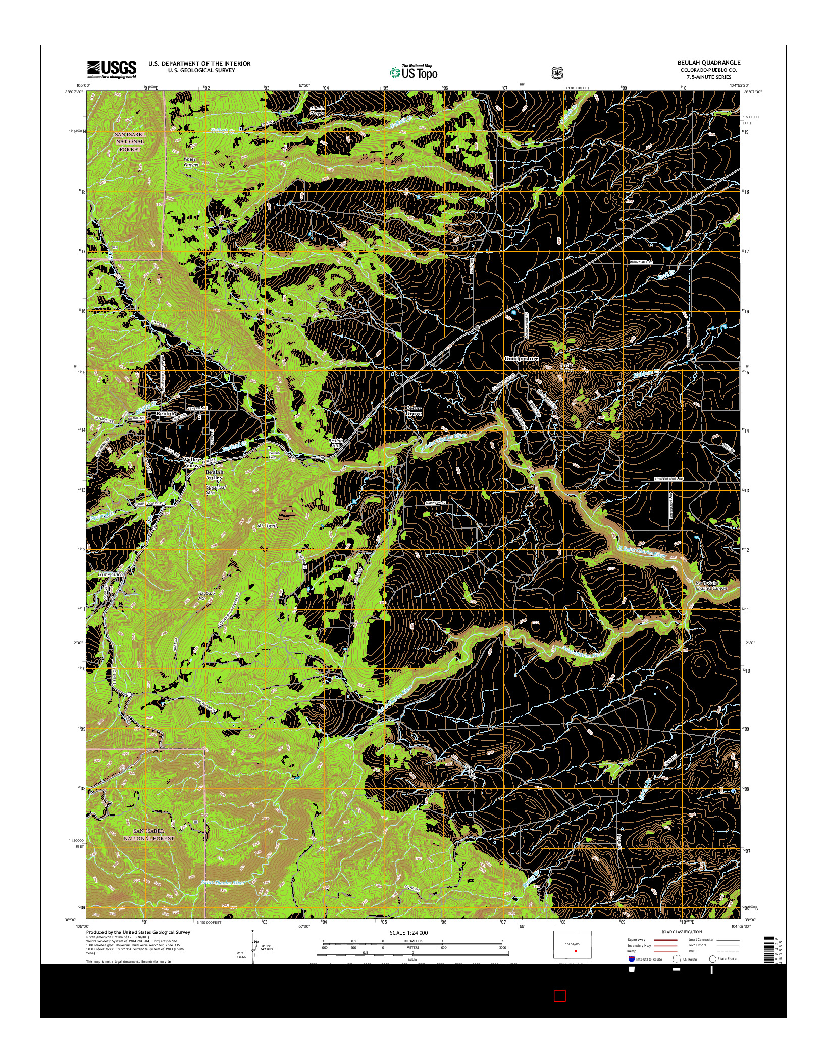 USGS US TOPO 7.5-MINUTE MAP FOR BEULAH, CO 2016