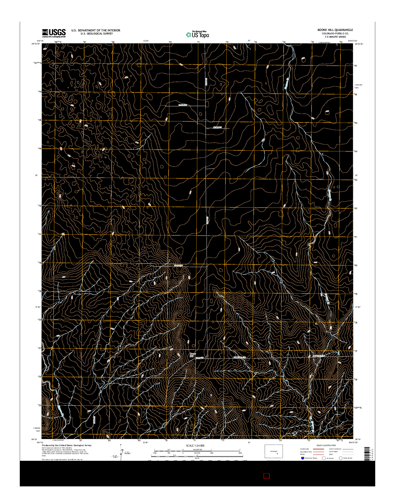 USGS US TOPO 7.5-MINUTE MAP FOR BOONE HILL, CO 2016