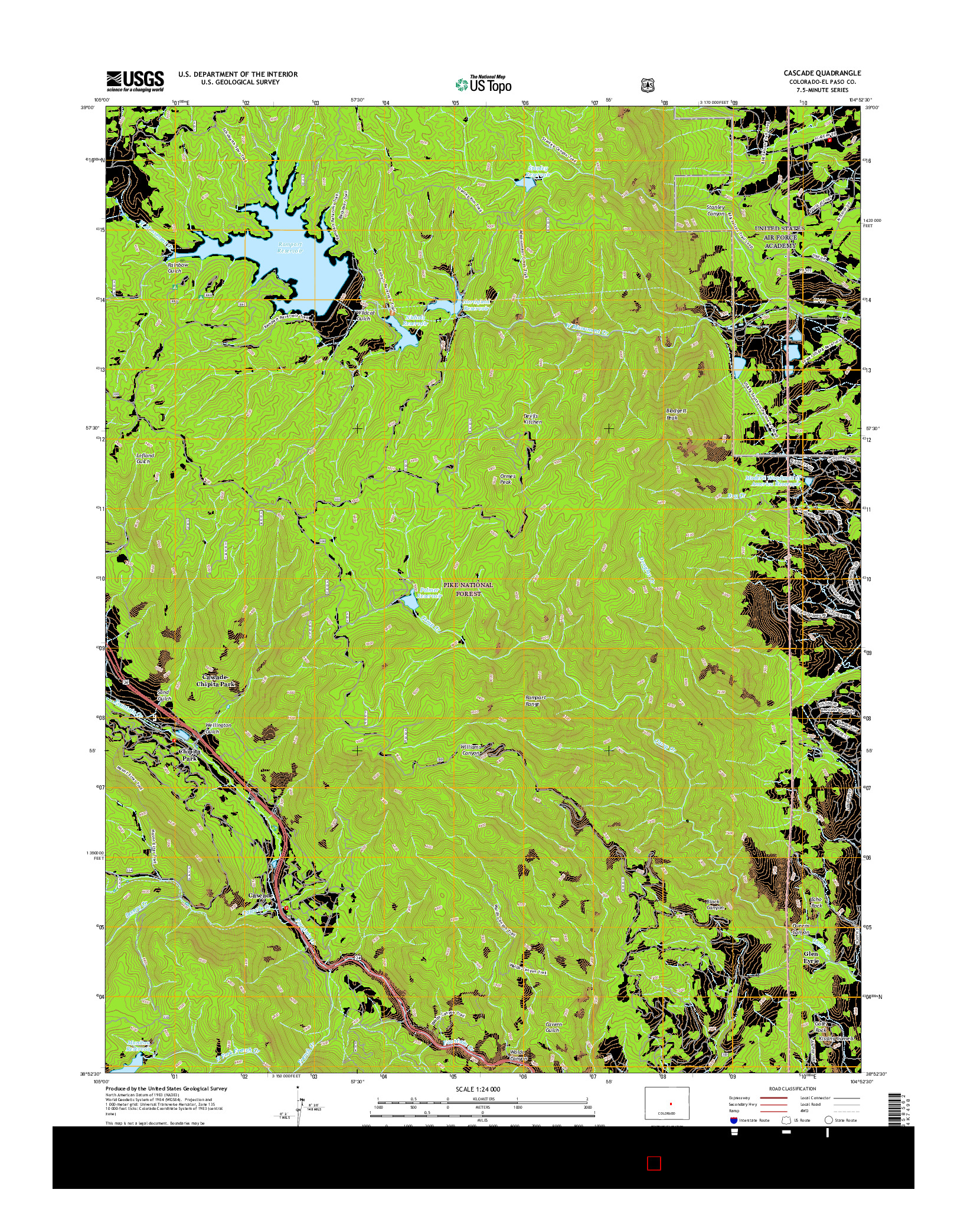 USGS US TOPO 7.5-MINUTE MAP FOR CASCADE, CO 2016