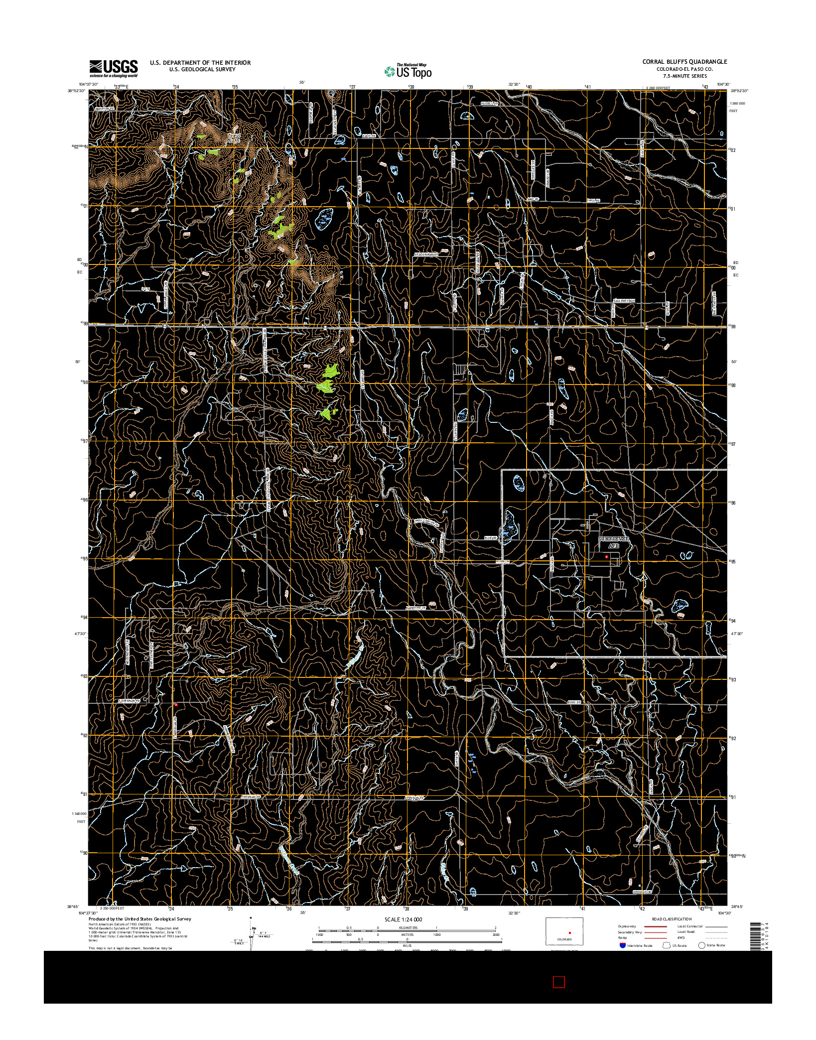 USGS US TOPO 7.5-MINUTE MAP FOR CORRAL BLUFFS, CO 2016