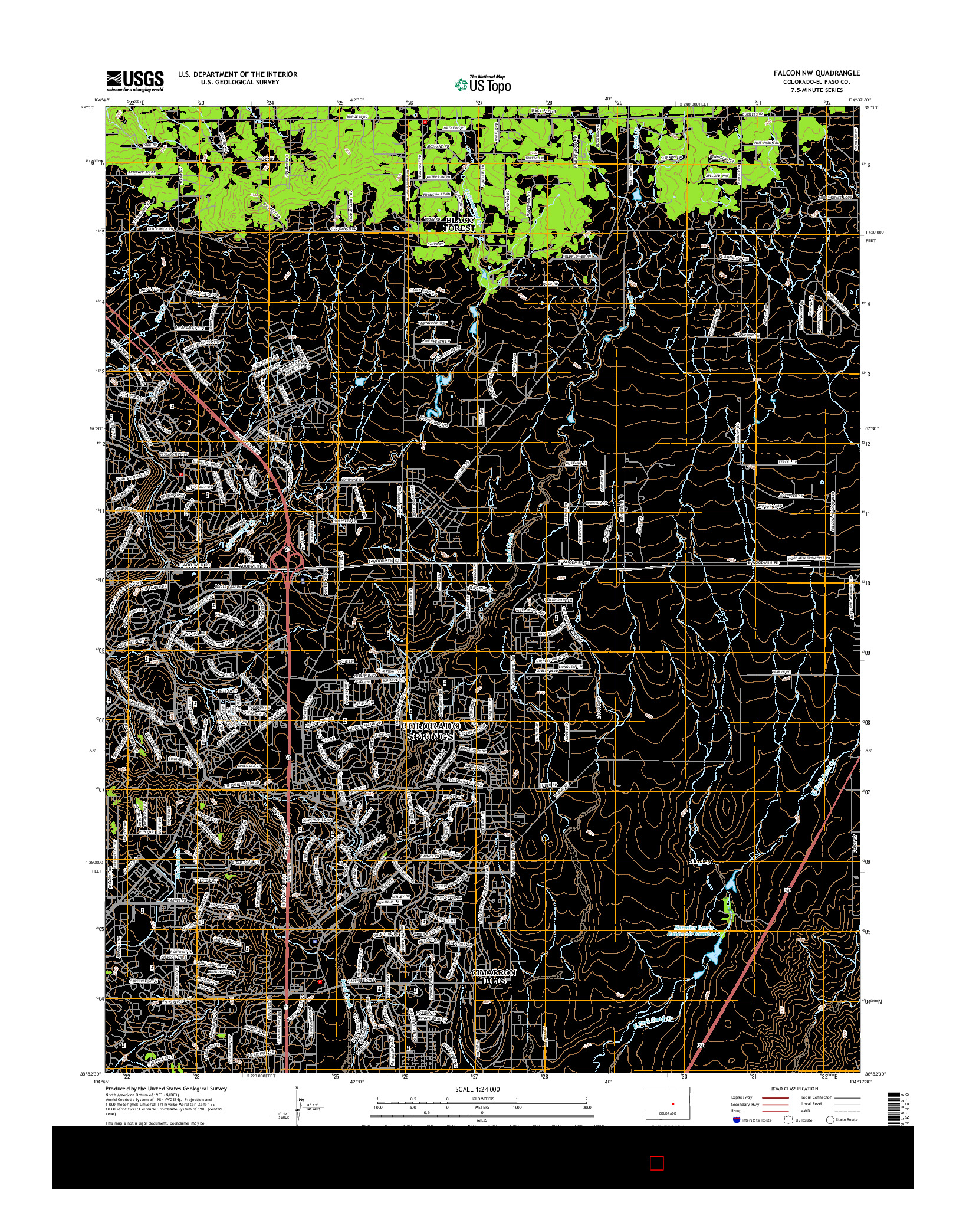 USGS US TOPO 7.5-MINUTE MAP FOR FALCON NW, CO 2016