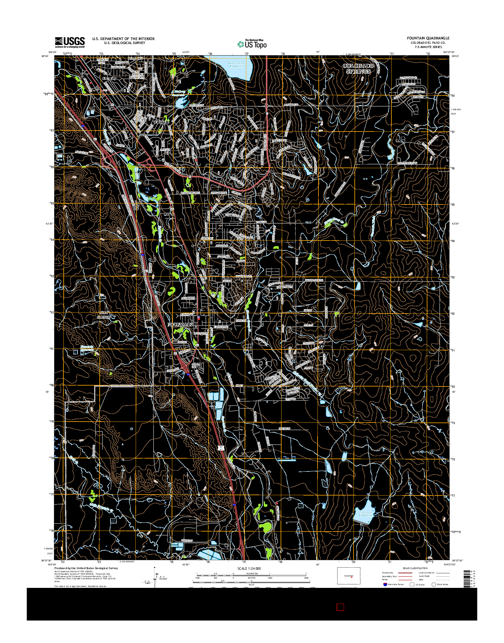 USGS US TOPO 7.5-MINUTE MAP FOR FOUNTAIN, CO 2016