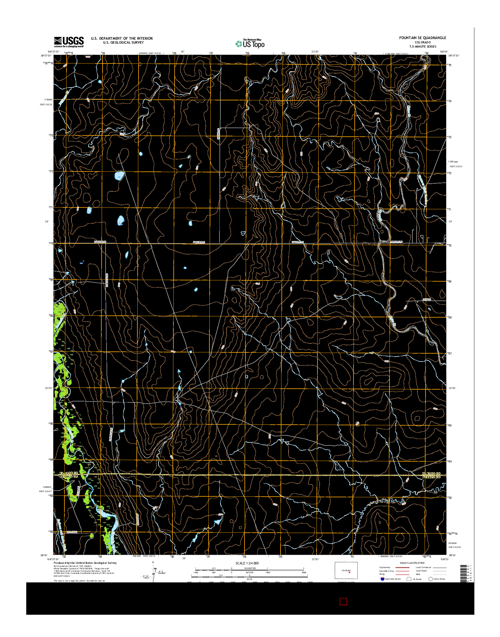 USGS US TOPO 7.5-MINUTE MAP FOR FOUNTAIN SE, CO 2016