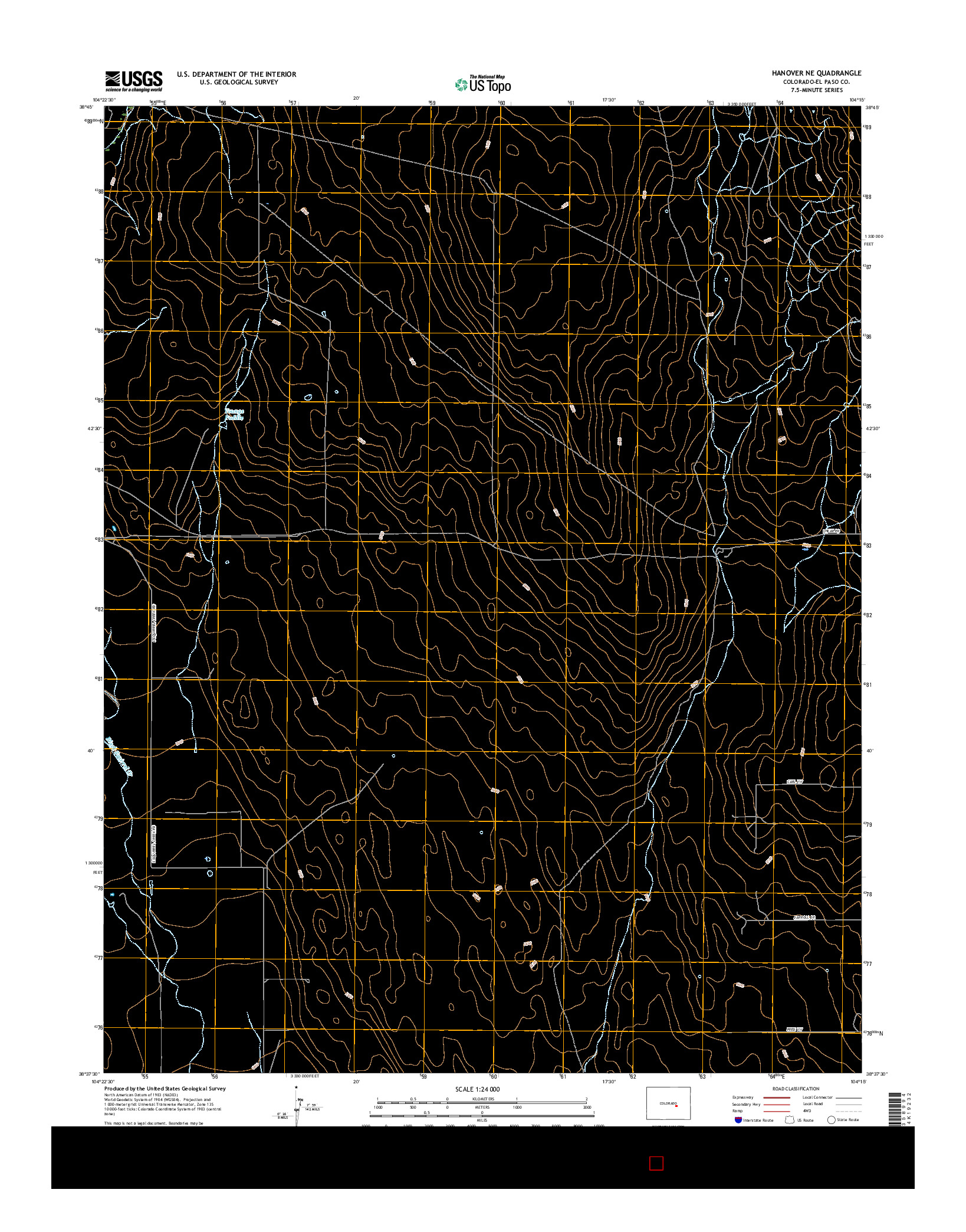 USGS US TOPO 7.5-MINUTE MAP FOR HANOVER NE, CO 2016