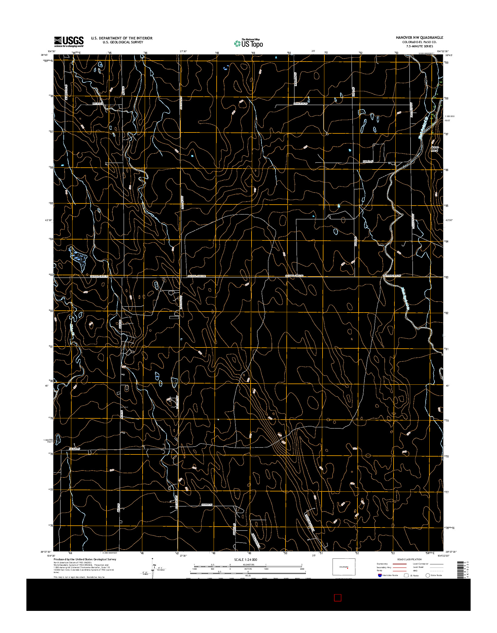 USGS US TOPO 7.5-MINUTE MAP FOR HANOVER NW, CO 2016