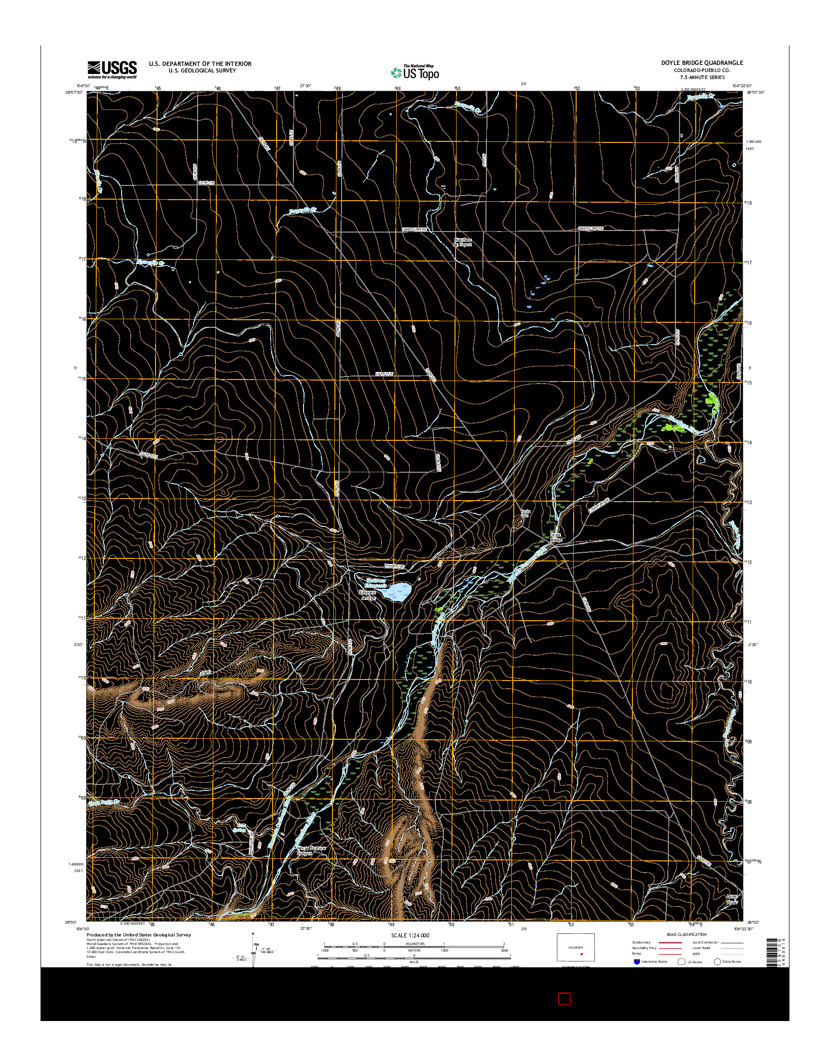 USGS US TOPO 7.5-MINUTE MAP FOR DOYLE BRIDGE, CO 2016