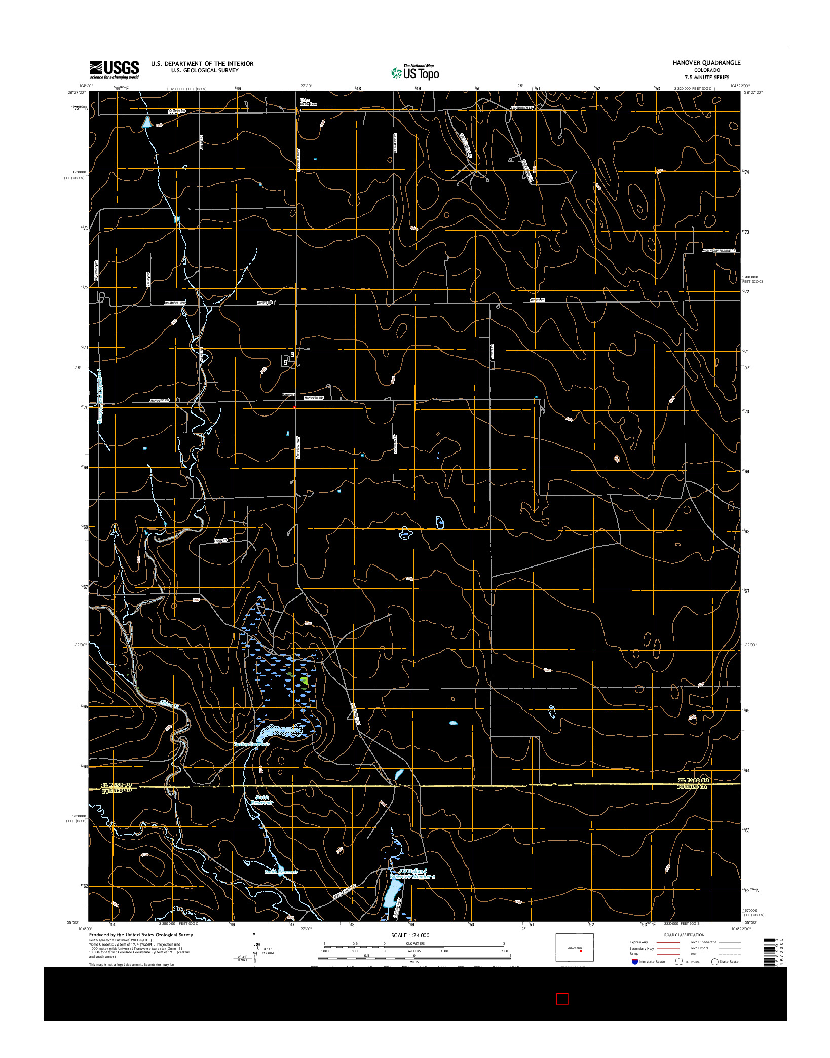 USGS US TOPO 7.5-MINUTE MAP FOR HANOVER, CO 2016