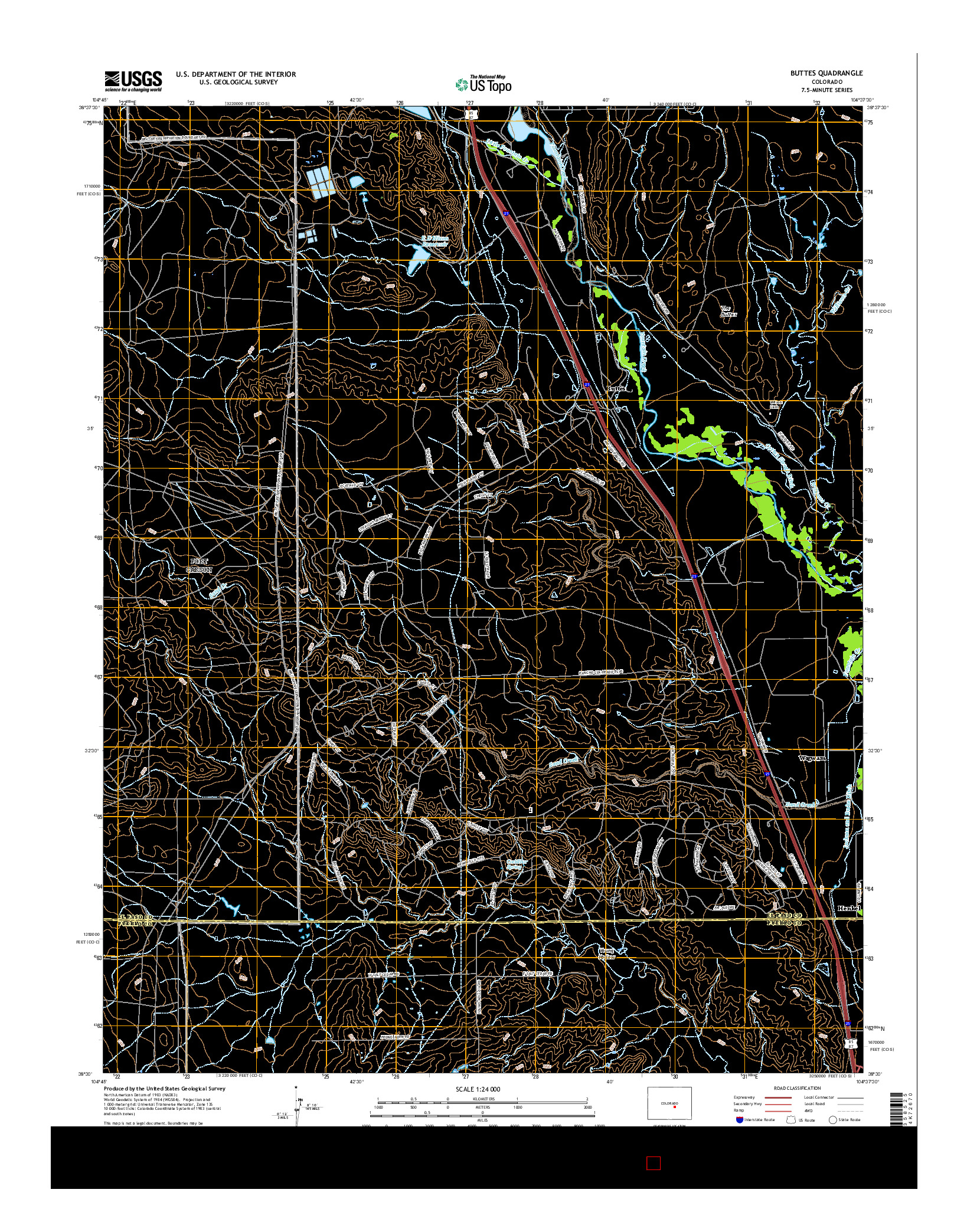 USGS US TOPO 7.5-MINUTE MAP FOR BUTTES, CO 2016