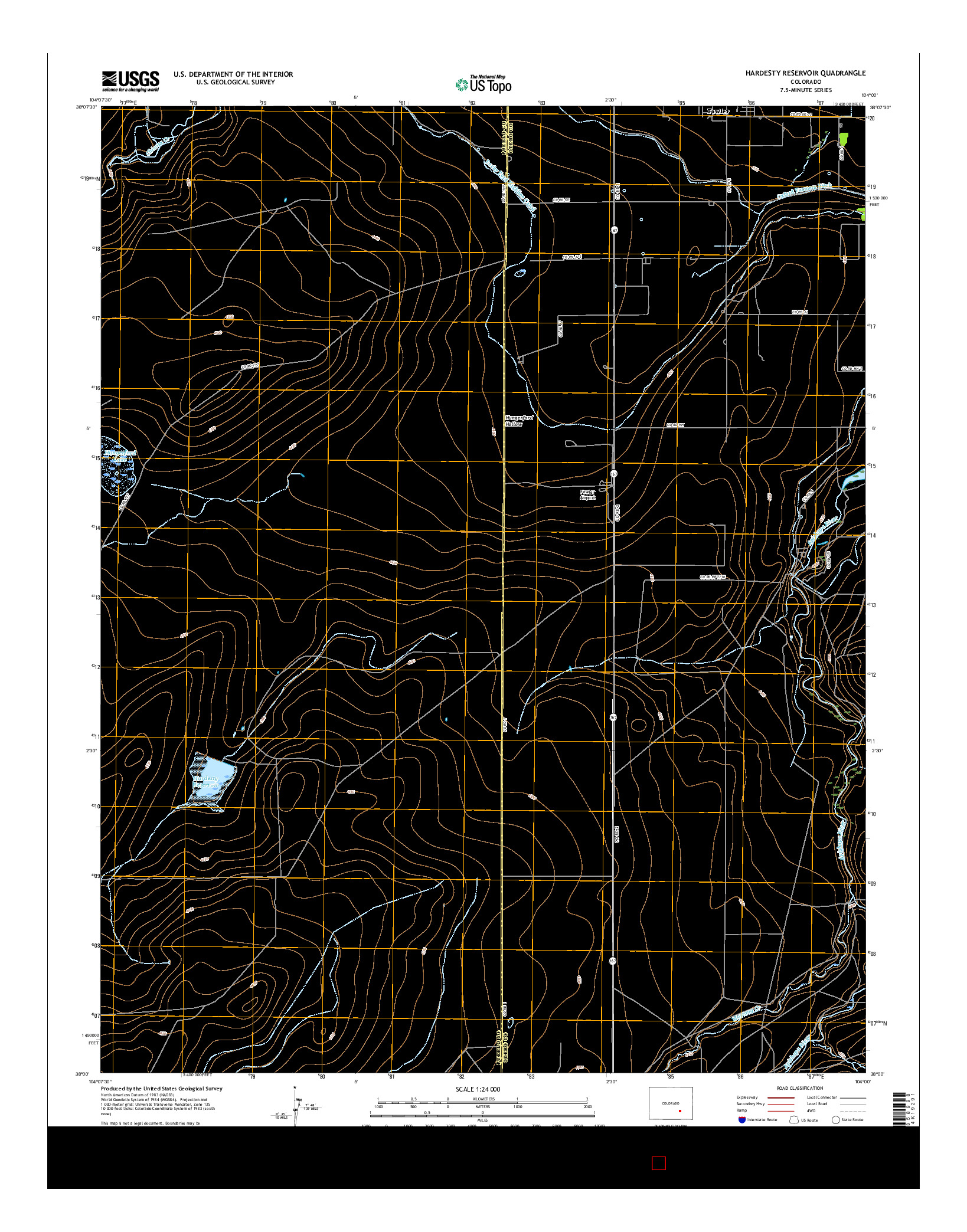 USGS US TOPO 7.5-MINUTE MAP FOR HARDESTY RESERVOIR, CO 2016