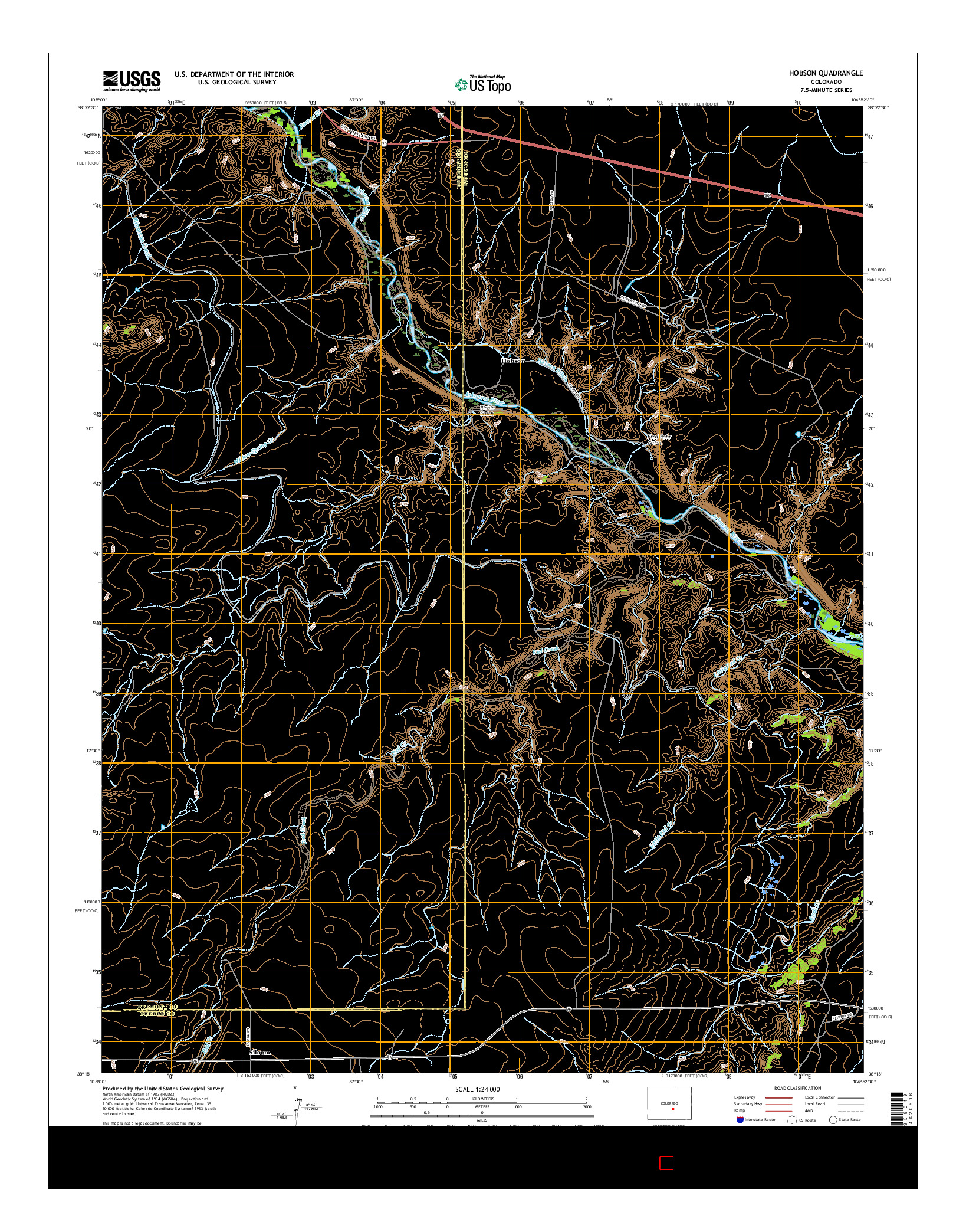 USGS US TOPO 7.5-MINUTE MAP FOR HOBSON, CO 2016