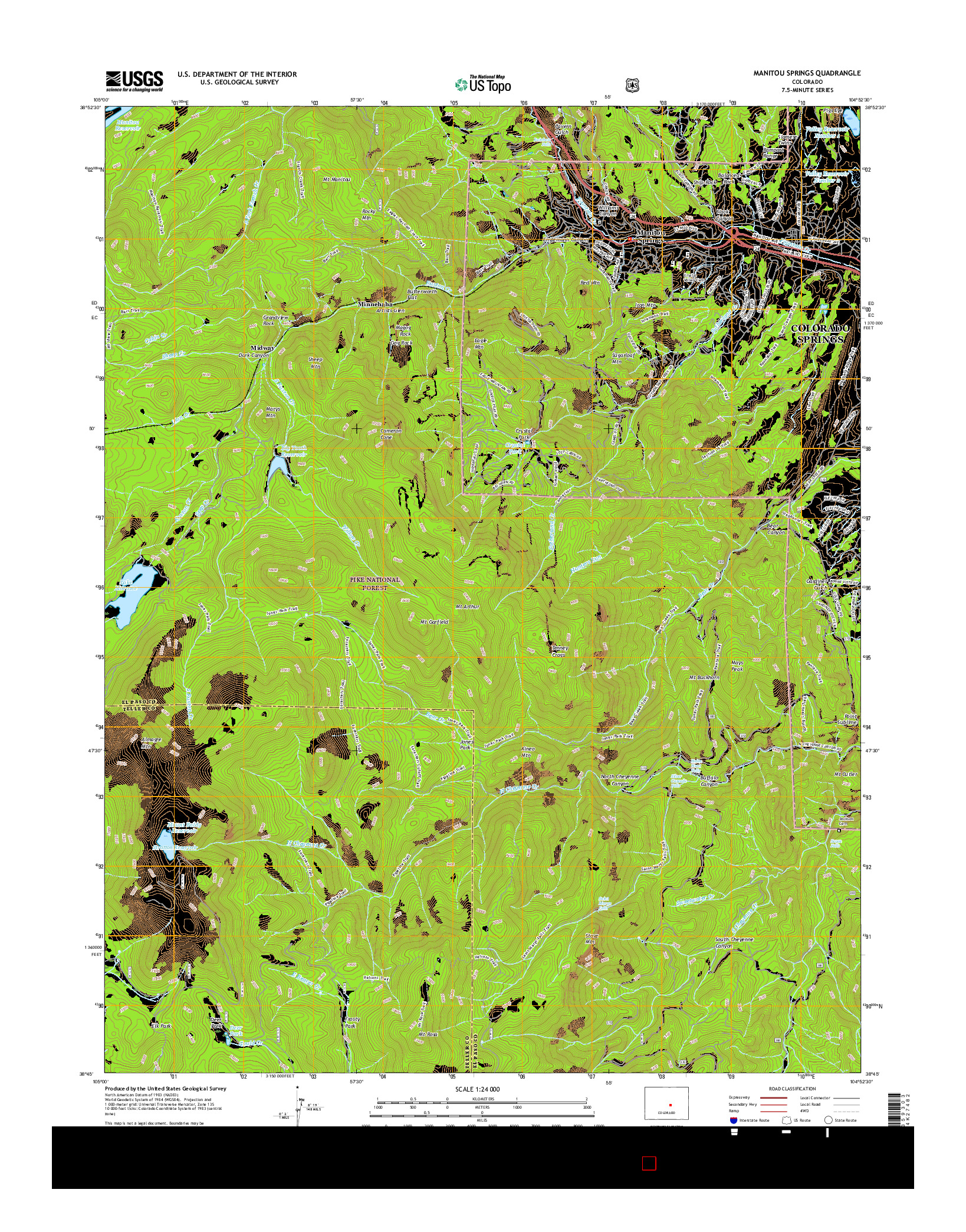 USGS US TOPO 7.5-MINUTE MAP FOR MANITOU SPRINGS, CO 2016