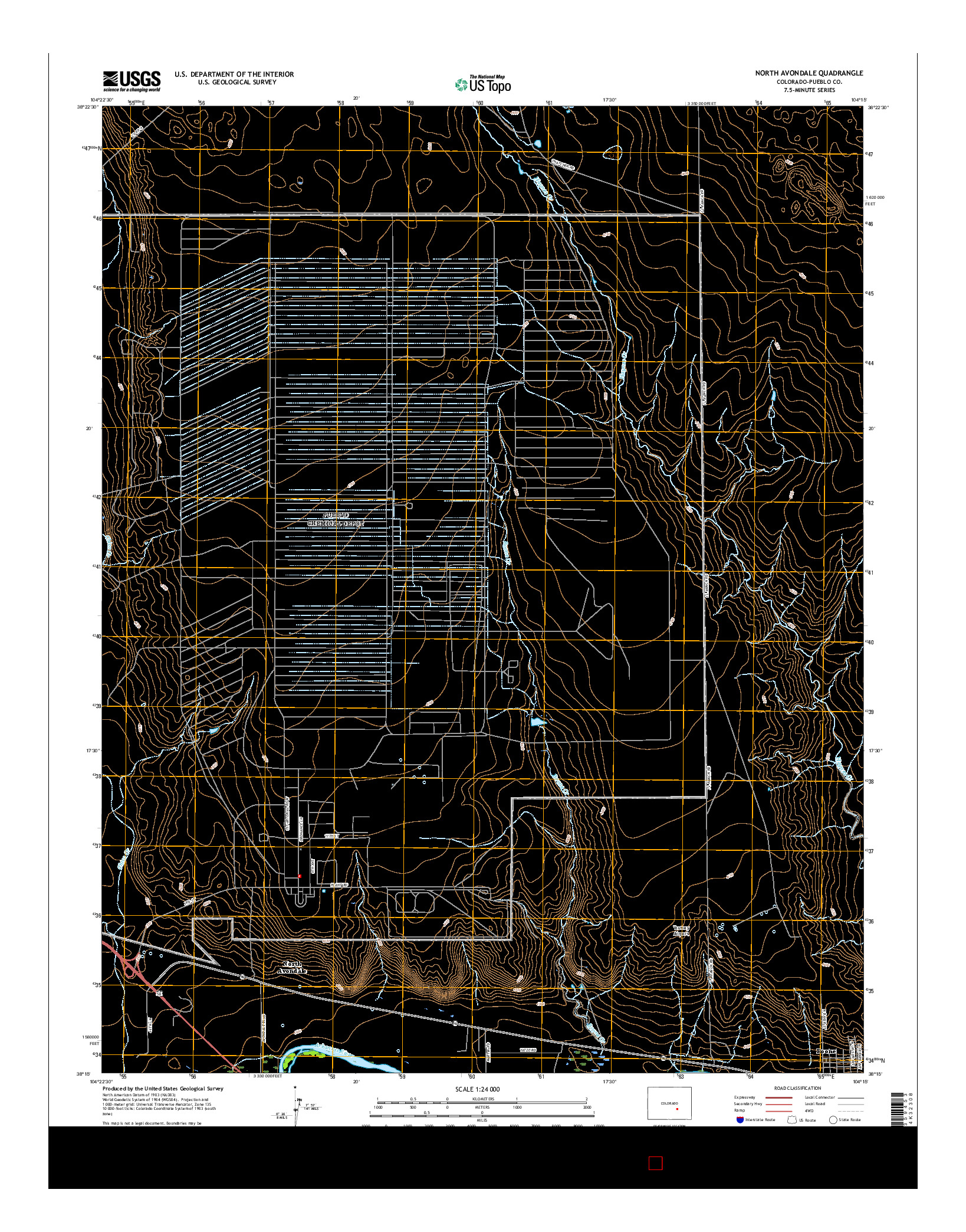 USGS US TOPO 7.5-MINUTE MAP FOR NORTH AVONDALE, CO 2016
