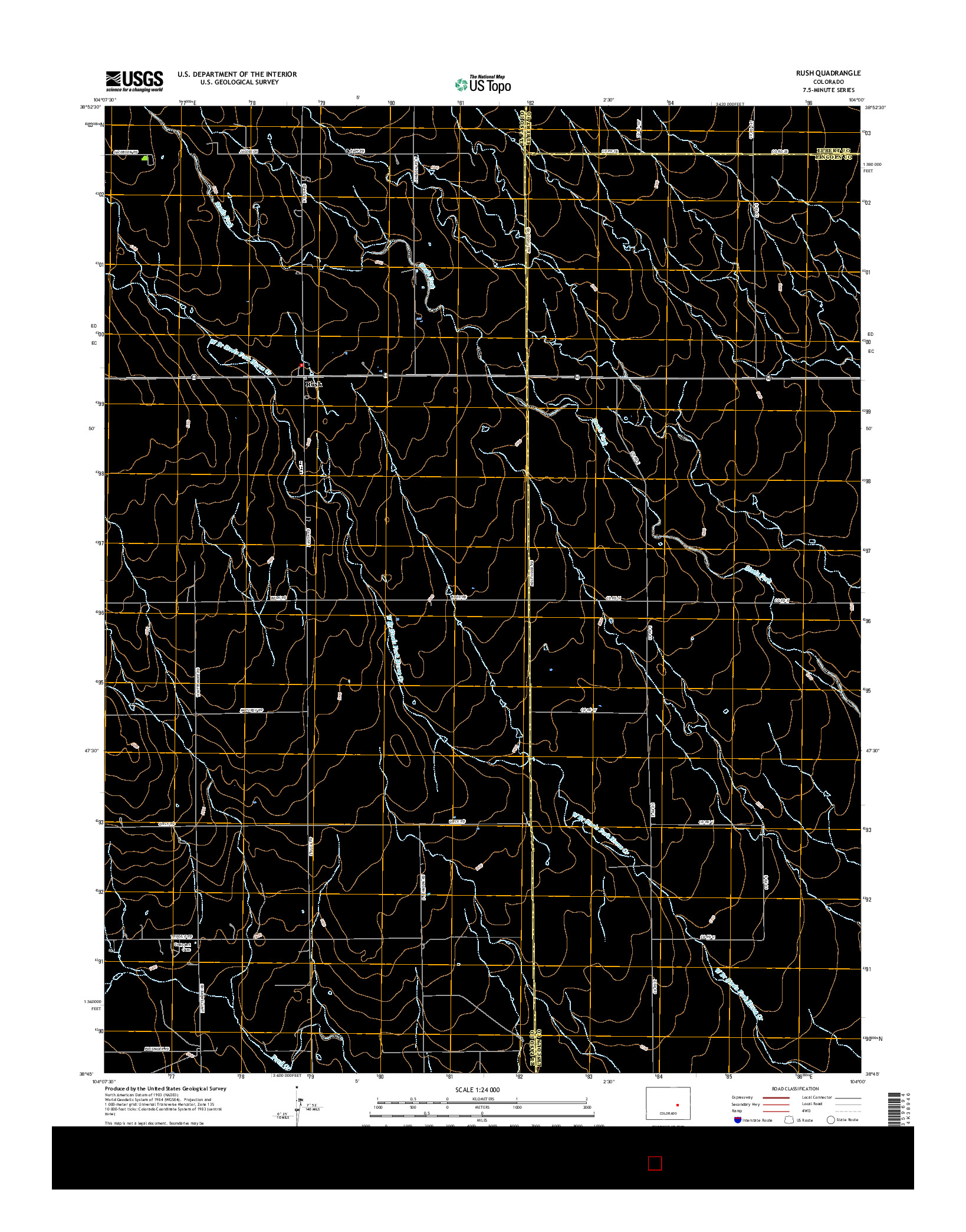 USGS US TOPO 7.5-MINUTE MAP FOR RUSH, CO 2016