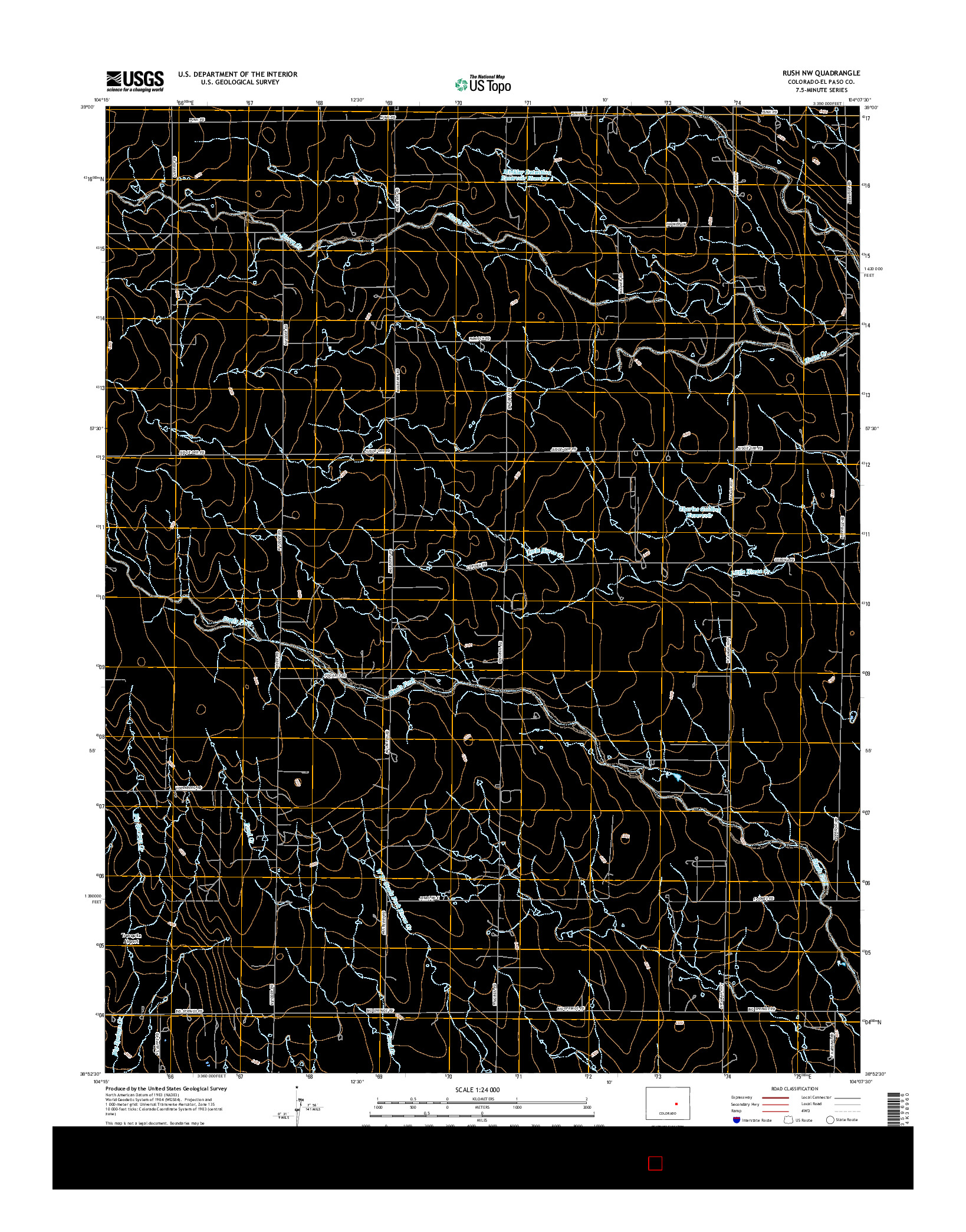 USGS US TOPO 7.5-MINUTE MAP FOR RUSH NW, CO 2016