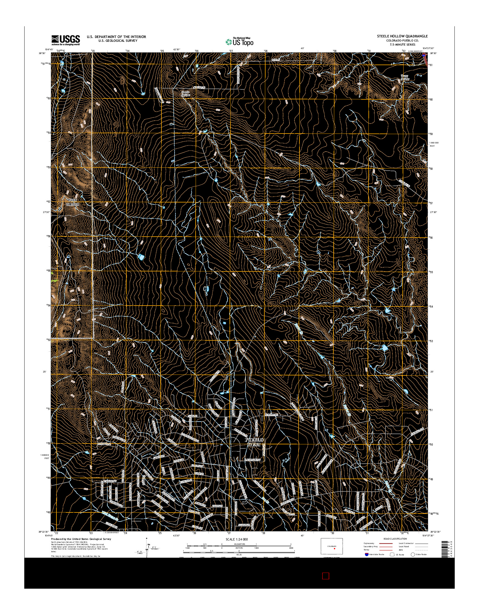 USGS US TOPO 7.5-MINUTE MAP FOR STEELE HOLLOW, CO 2016